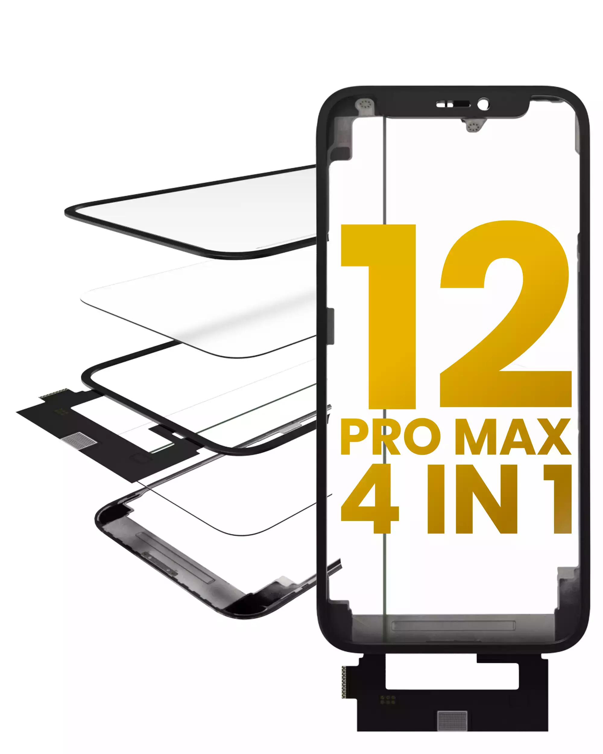 4 in 1 Long Flex (Touchscreen-Digitizer Touch mit Glas + OCA + Rahmen vormontiert) für iPhone 12 Pro Max (OCA Master) – Bild 4