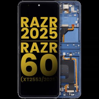 OLED Display mit Rahmen für Motorola Razr 2025 / Razr 60 (XT2553 / 2025) (professionell aufgearbeitet) (Gibraltar Sea)