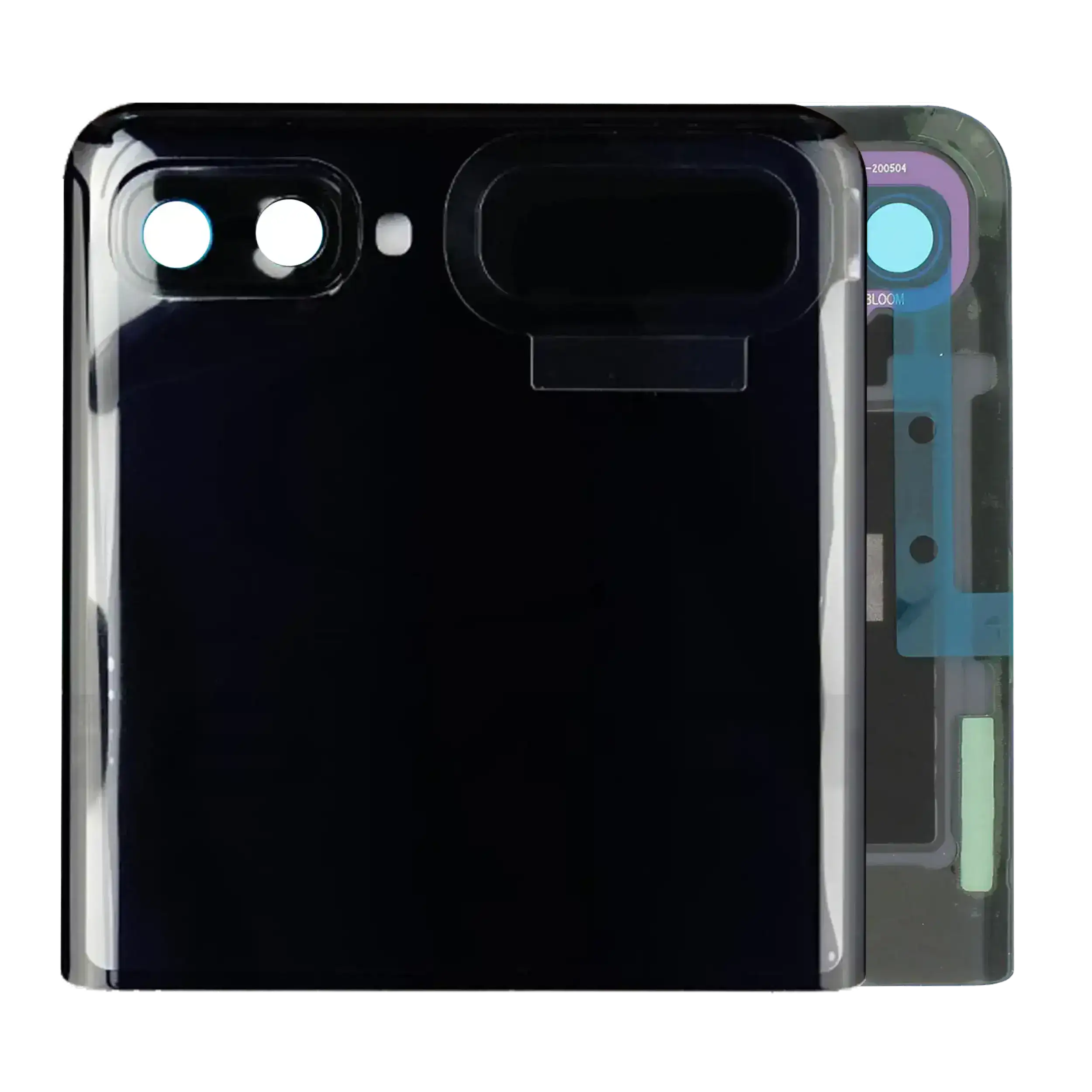Inner OLED Display mit Rahmen für Samsung Galaxy Z Flip 5G (F707) (professionell aufgearbeitet) (Mirror Black) – Bild 3