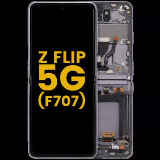 Inner OLED Display mit Rahmen für Samsung Galaxy Z Flip 5G (F707) (professionell aufgearbeitet) (Mirror Black)