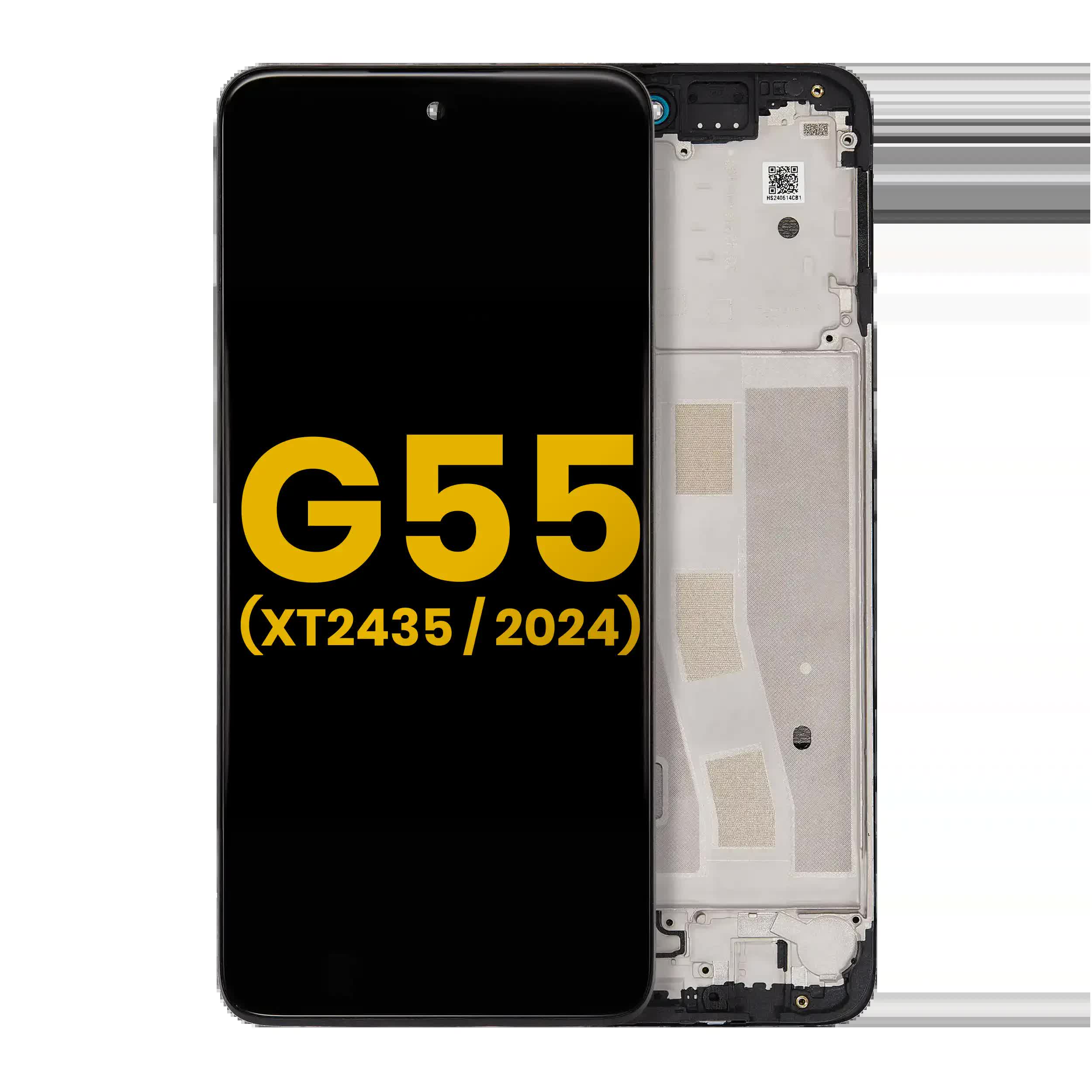 LCD Display mit Rahmen für Motorola Moto G55 5G (XT2435 / 2024) (professionell aufgearbeitet)