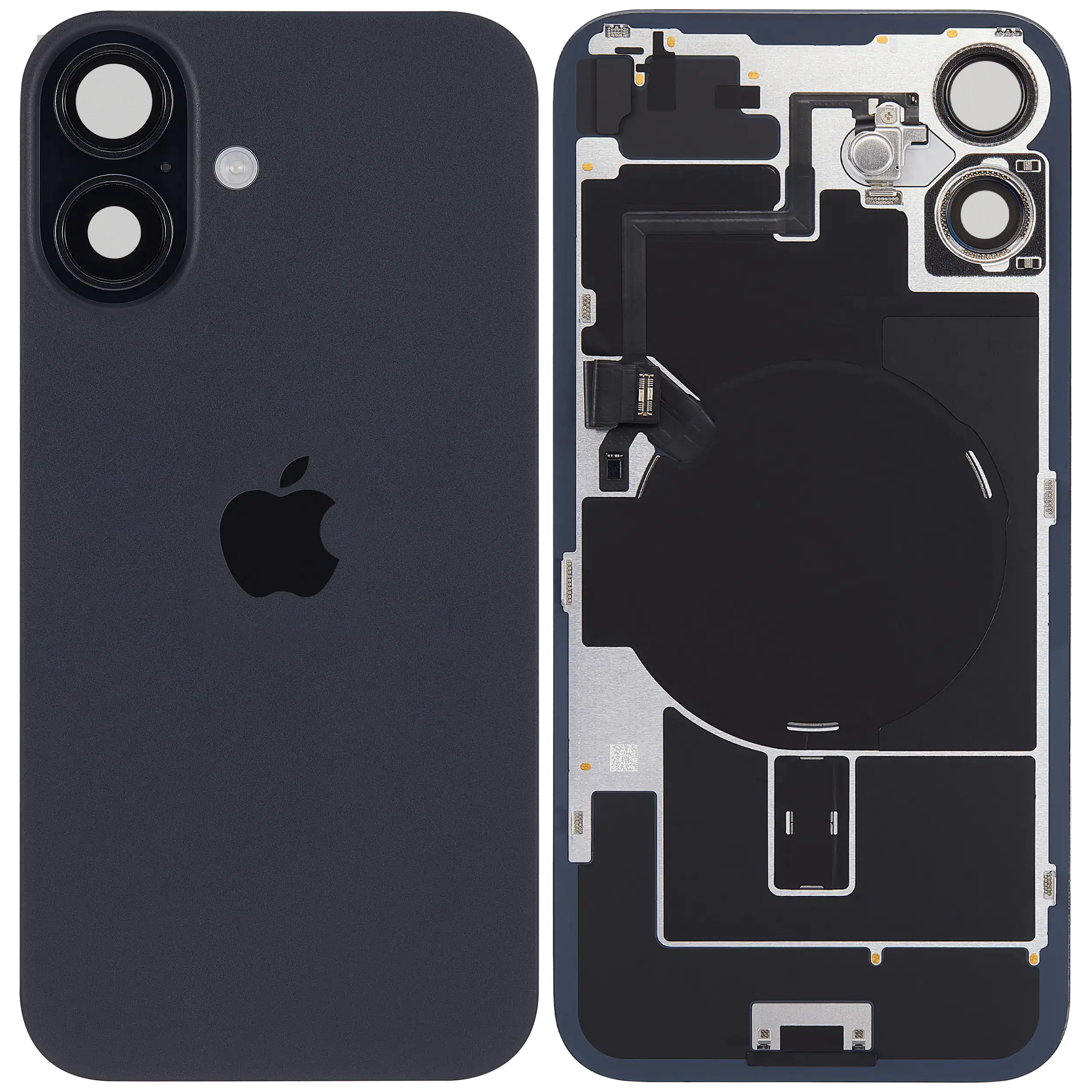 Rückglas mit MagSafe Magnet & NFC & Taschenlampen-Flexkabel für iPhone 16 (Service Pack) (Black (Schwarz)) – Bild 2