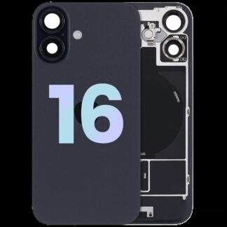Rückglas mit MagSafe Magnet & NFC & Taschenlampen-Flexkabel für iPhone 16 (Service Pack) (Black (Schwarz))