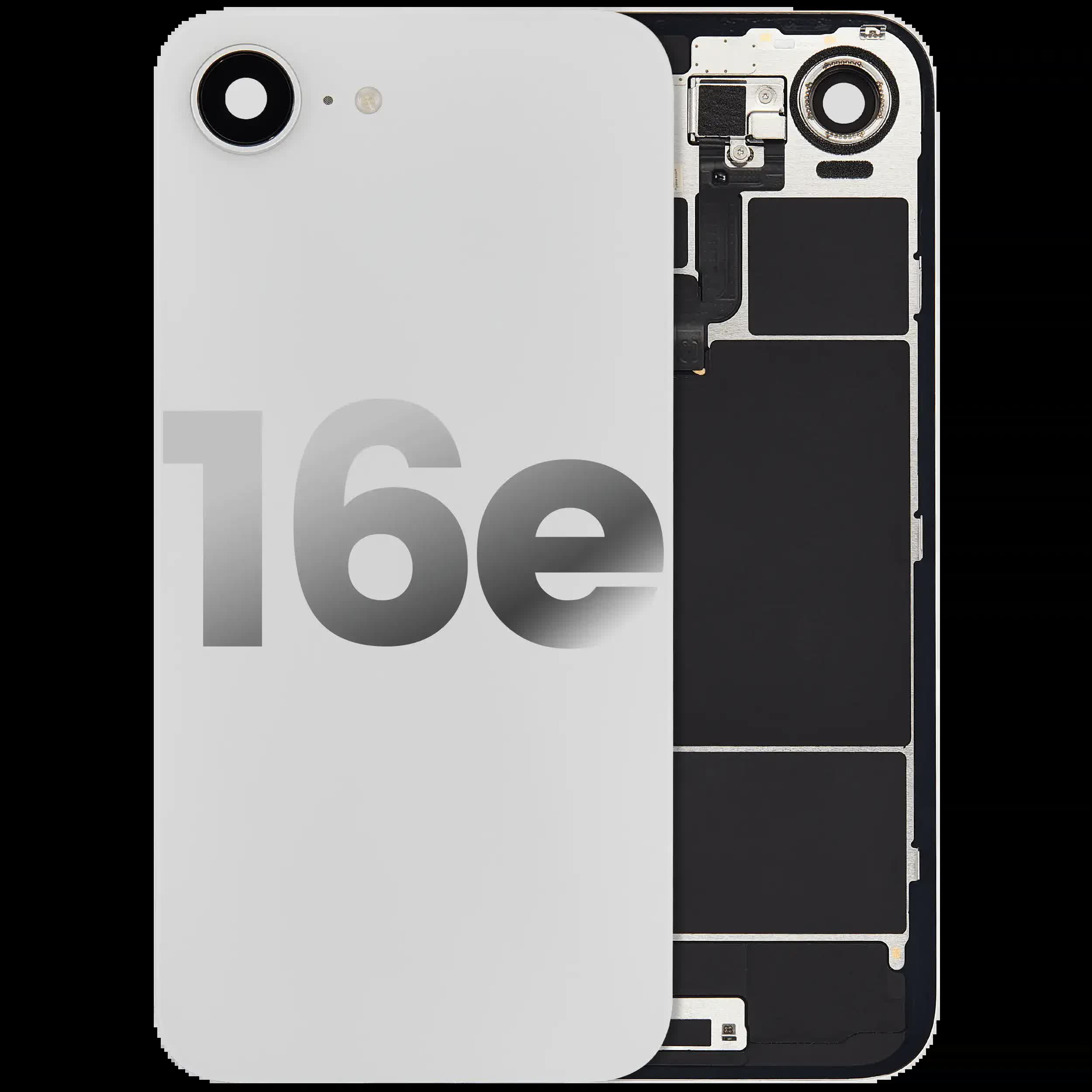 Rückglas mit kabelloses NFC-Laden Flex & Taschenlampen-Flexkabel für iPhone 16e (ausgebautes Originalteil: Grade A) (White (Weiß))