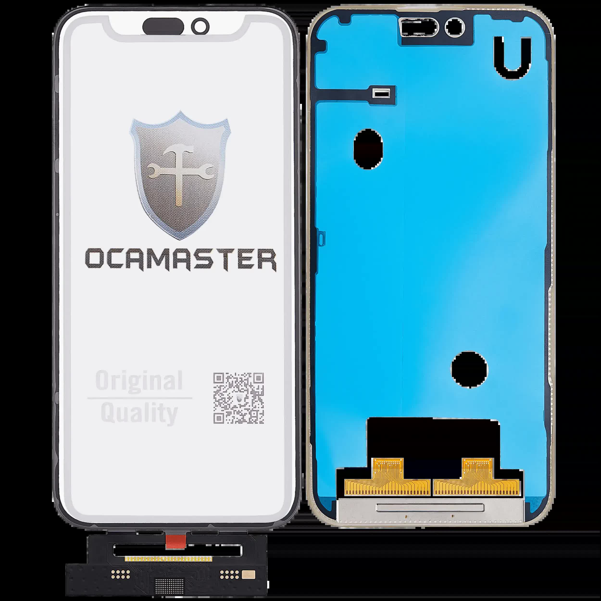 4 in 1 Short Flex (Touchscreen-Digitizer Touch mit Glas + OCA + Rahmen vormontiert) für iPhone 15 Pro Max (OCA Master)