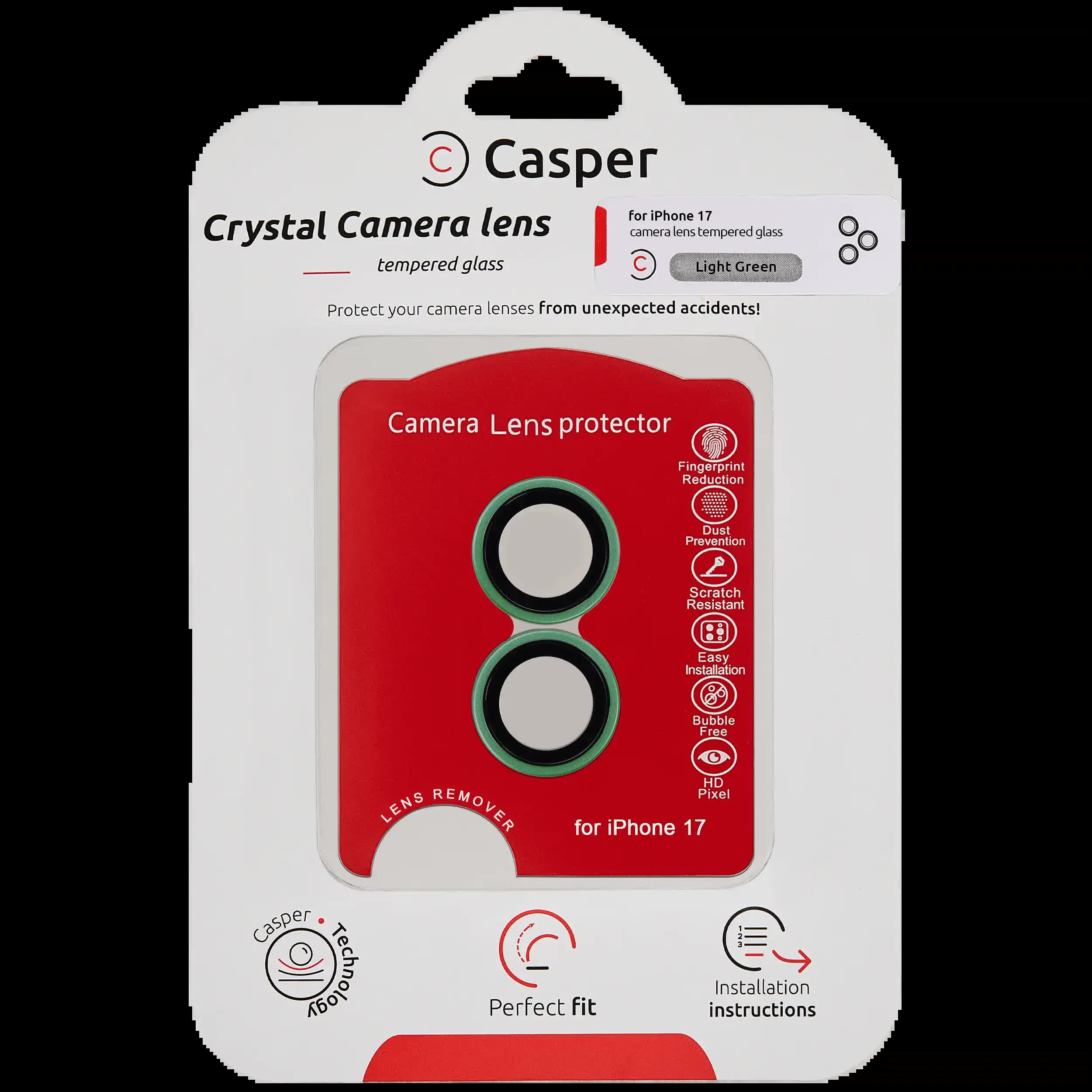 Casper Kameraglas Protector für iPhone 17 (Light Green) (Clear (Transparent))