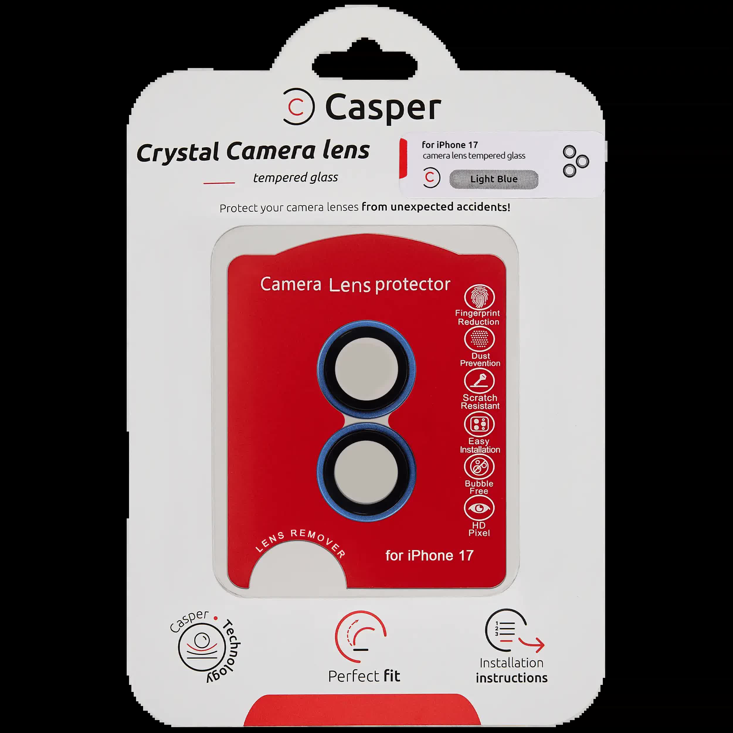Casper Kameraglas Protector für iPhone 17 (Light Blue) (Clear (Transparent))