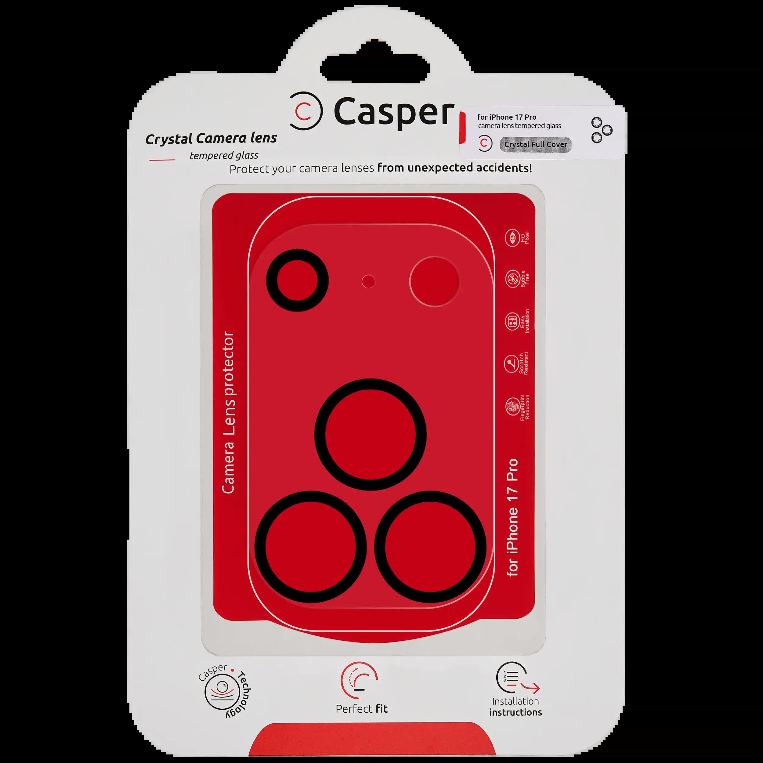 Casper Kameraglas Protector für iPhone 17 Pro (Crystal Full Abdeckung)