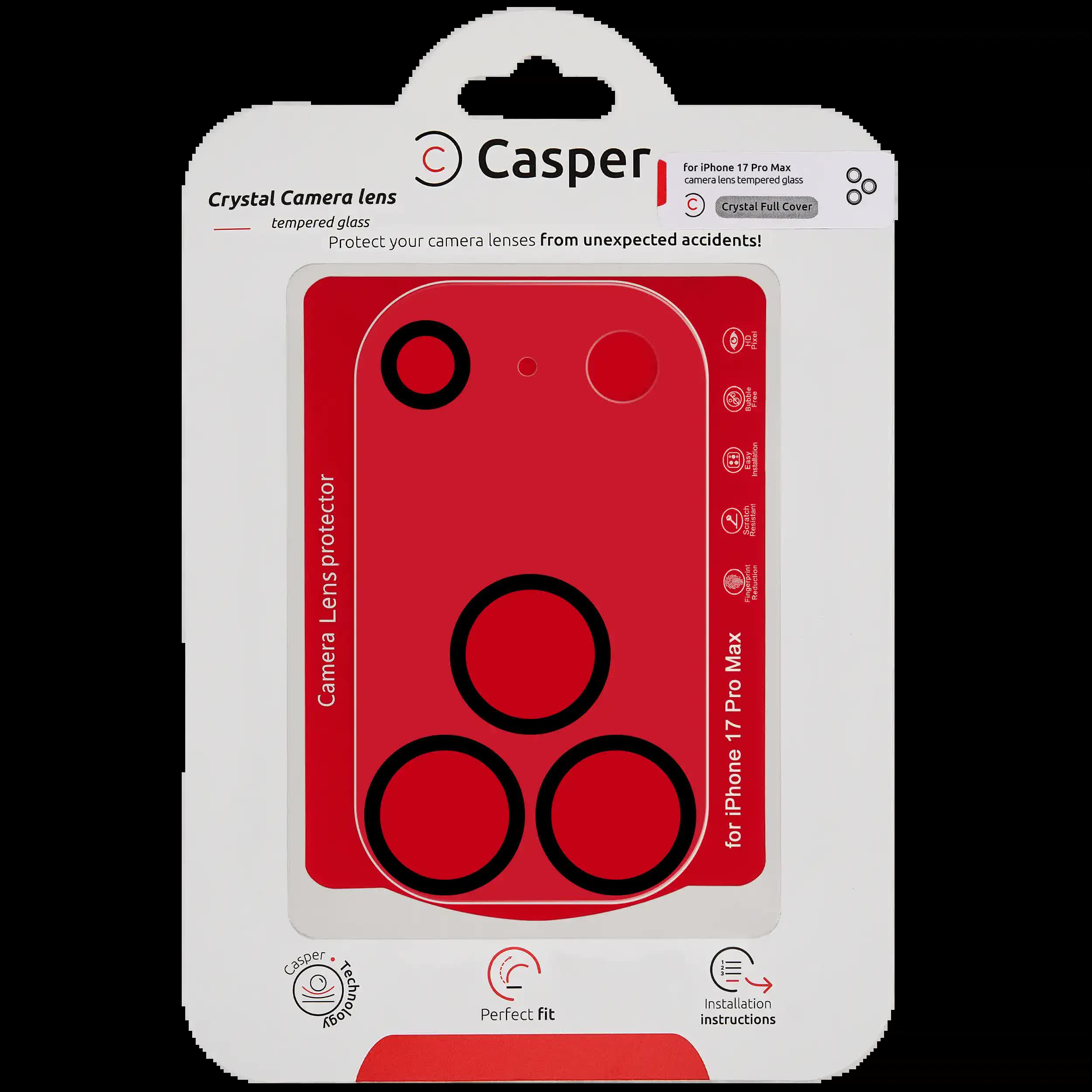 Casper Kameraglas Protector für iPhone 17 Pro Max (Crystal Full Abdeckung)