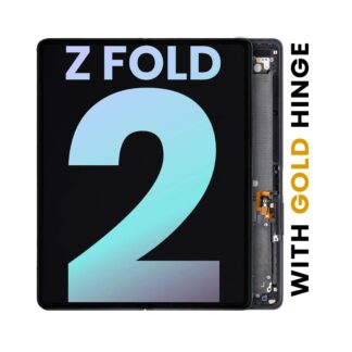 Inner OLED Display mit Rahmen für Samsung Galaxy Z Fold 2 5G (Service Pack) (US & International) (Mystic Black mit Gold Hinge)