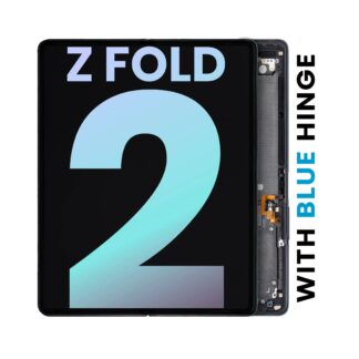 Inner OLED Display mit Rahmen für Samsung Galaxy Z Fold 2 5G (Service Pack) (US & International) (Mystic Black mit Blue Hinge)