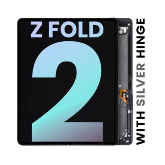 Inner OLED Display mit Rahmen für Samsung Galaxy Z Fold 2 5G (Service Pack) (US & International) (Mystic Black mit Silver Hinge)