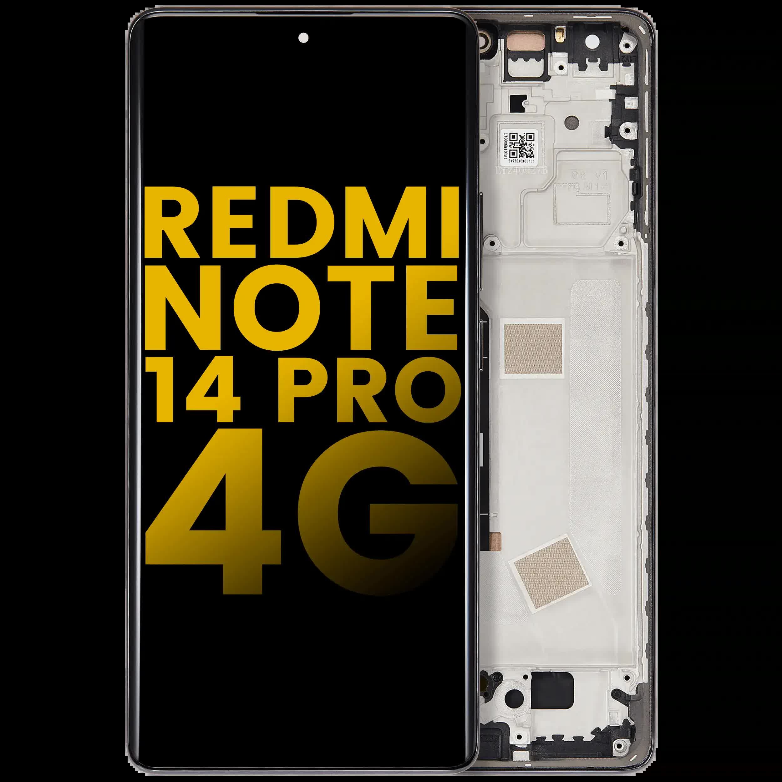 OLED Display mit Rahmen für Xiaomi Redmi Note 14 Pro 4G (professionell aufgearbeitet) (Midnight Black (Schwarz))