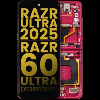 OLED Display mit Rahmen für Motorola Razr Ultra 2025 (XT2551 / 2025) / Razr 60 Ultra (XT2551 / 2025) (professionell aufgearbeitet) (Cabaret)