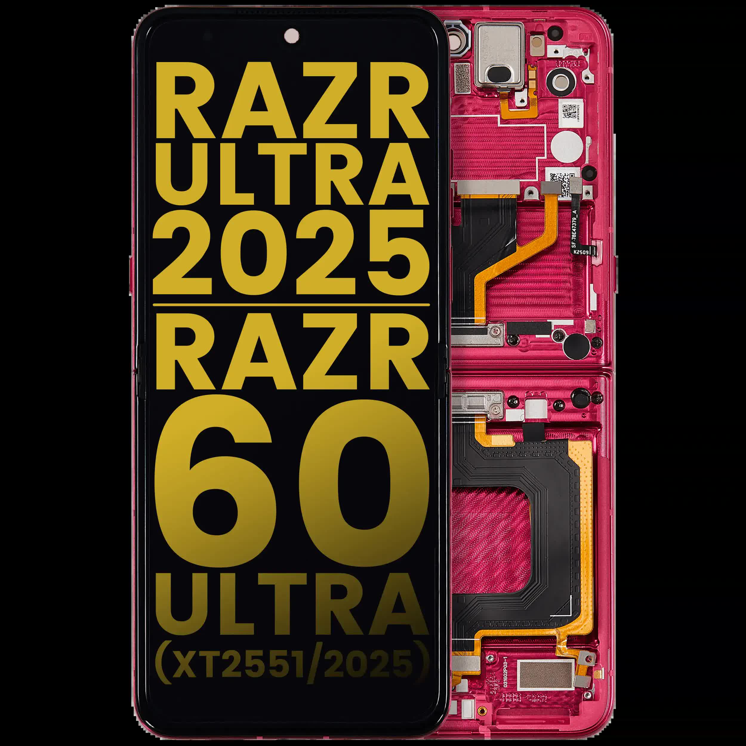 OLED Display mit Rahmen für Motorola Razr Ultra 2025 (XT2551 / 2025) / Razr 60 Ultra (XT2551 / 2025) (professionell aufgearbeitet) (Cabaret)