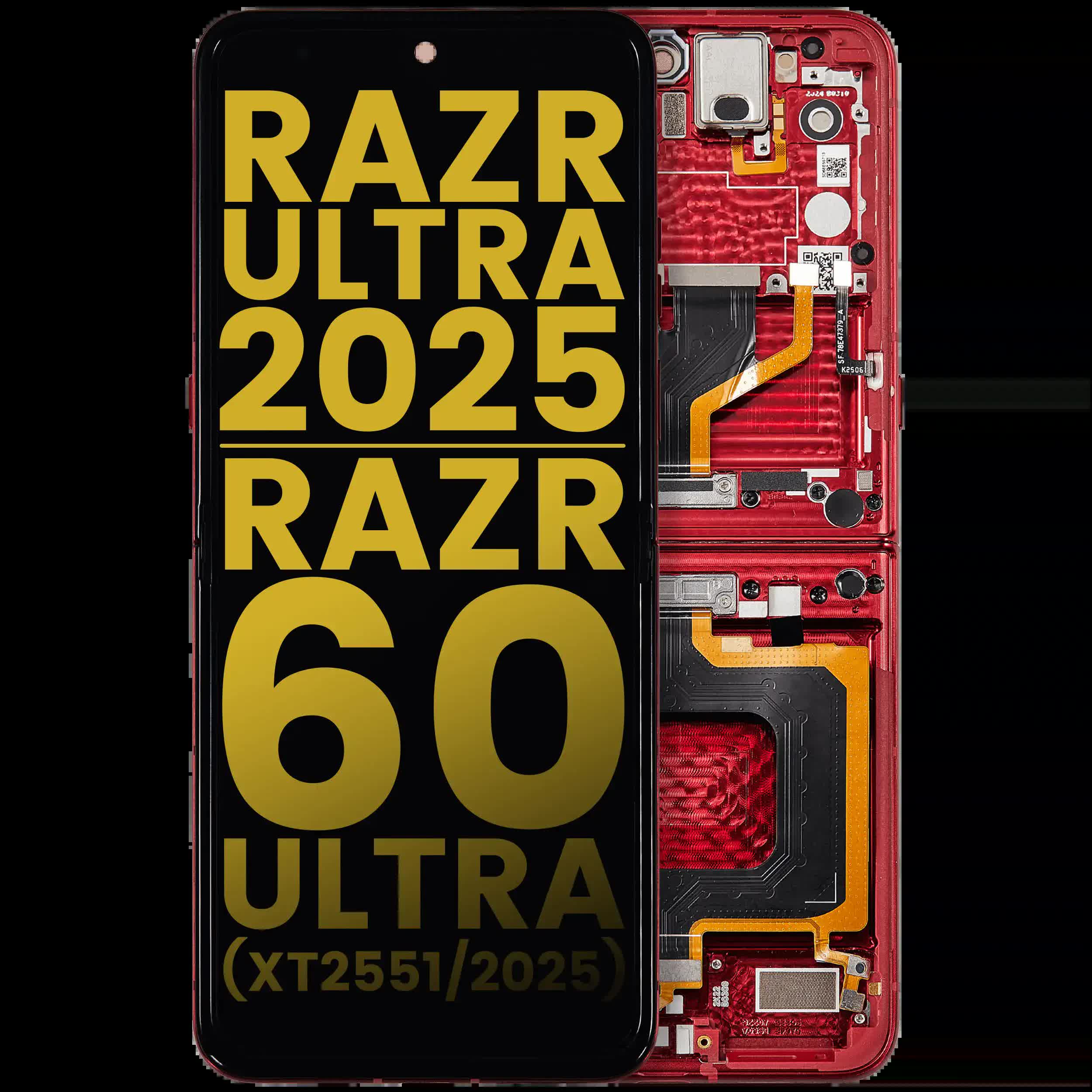 OLED Display mit Rahmen für Motorola Razr Ultra 2025 (XT2551 / 2025) / Razr 60 Ultra (XT2551 / 2025) (professionell aufgearbeitet) (Rio Red)