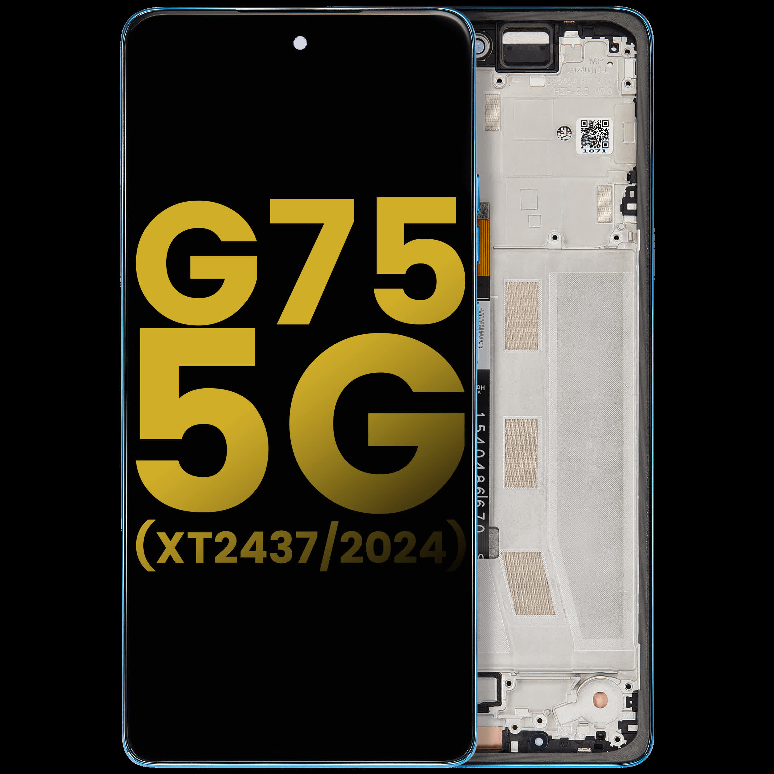 LCD Display mit Rahmen für Motorola Moto G75 5G (XT2437 / 2024) (professionell aufgearbeitet) (Aqua Blue)