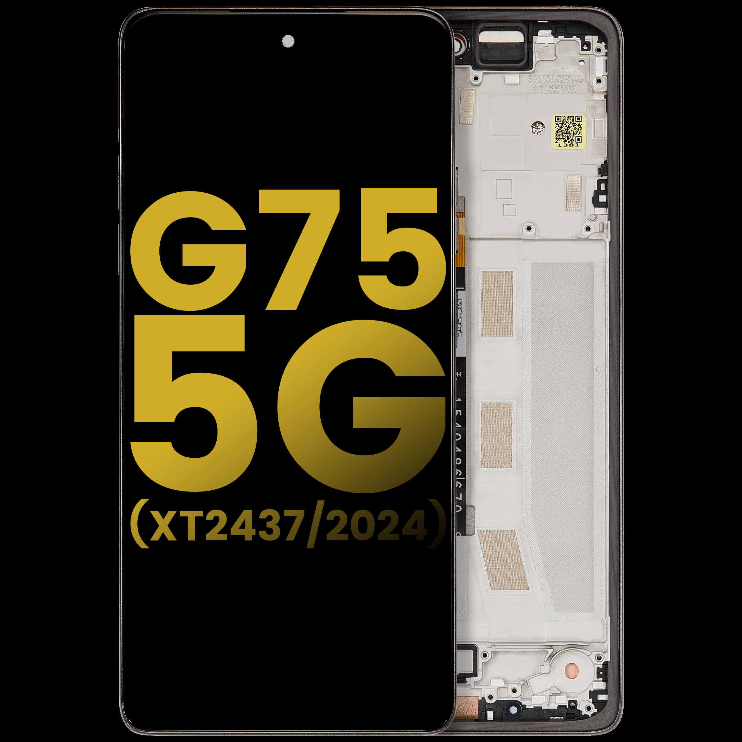LCD Display mit Rahmen für Motorola Moto G75 5G (XT2437 / 2024) (professionell aufgearbeitet) (Charcoal Gray)