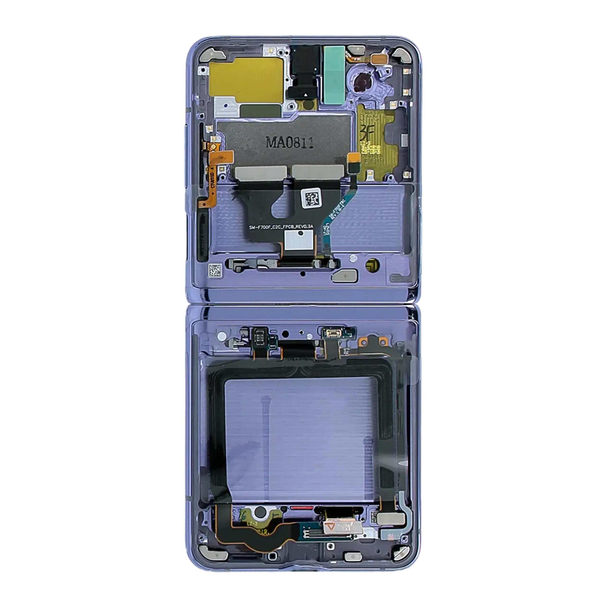 Inner OLED Display mit Rahmen für Samsung Galaxy Z Flip 4G (F700) (Service Pack) (Mirror Purple) – Bild 3