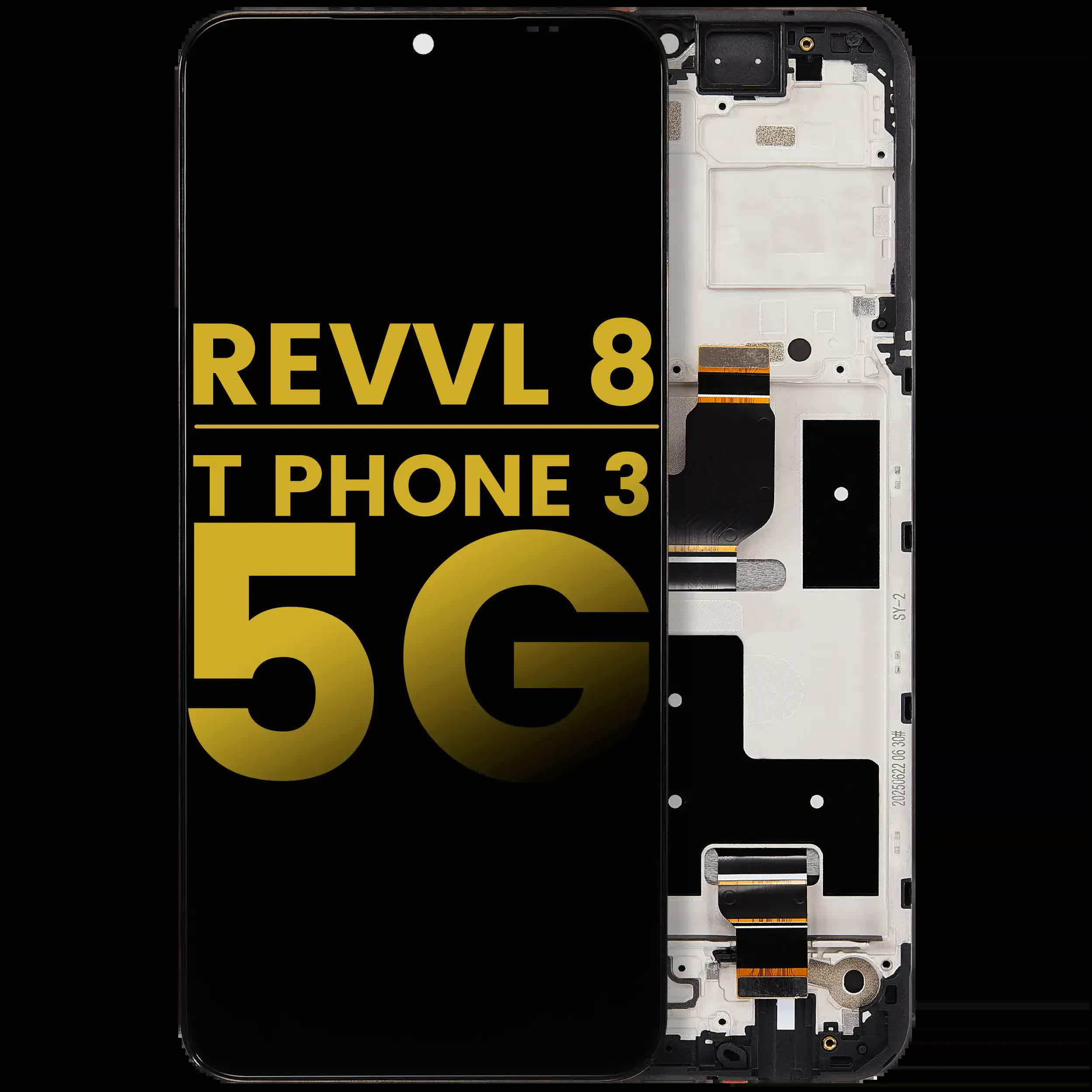 LCD Display mit Rahmen für T-Mobile Revvl 8 / T Phone 3 5G (professionell aufgearbeitet)