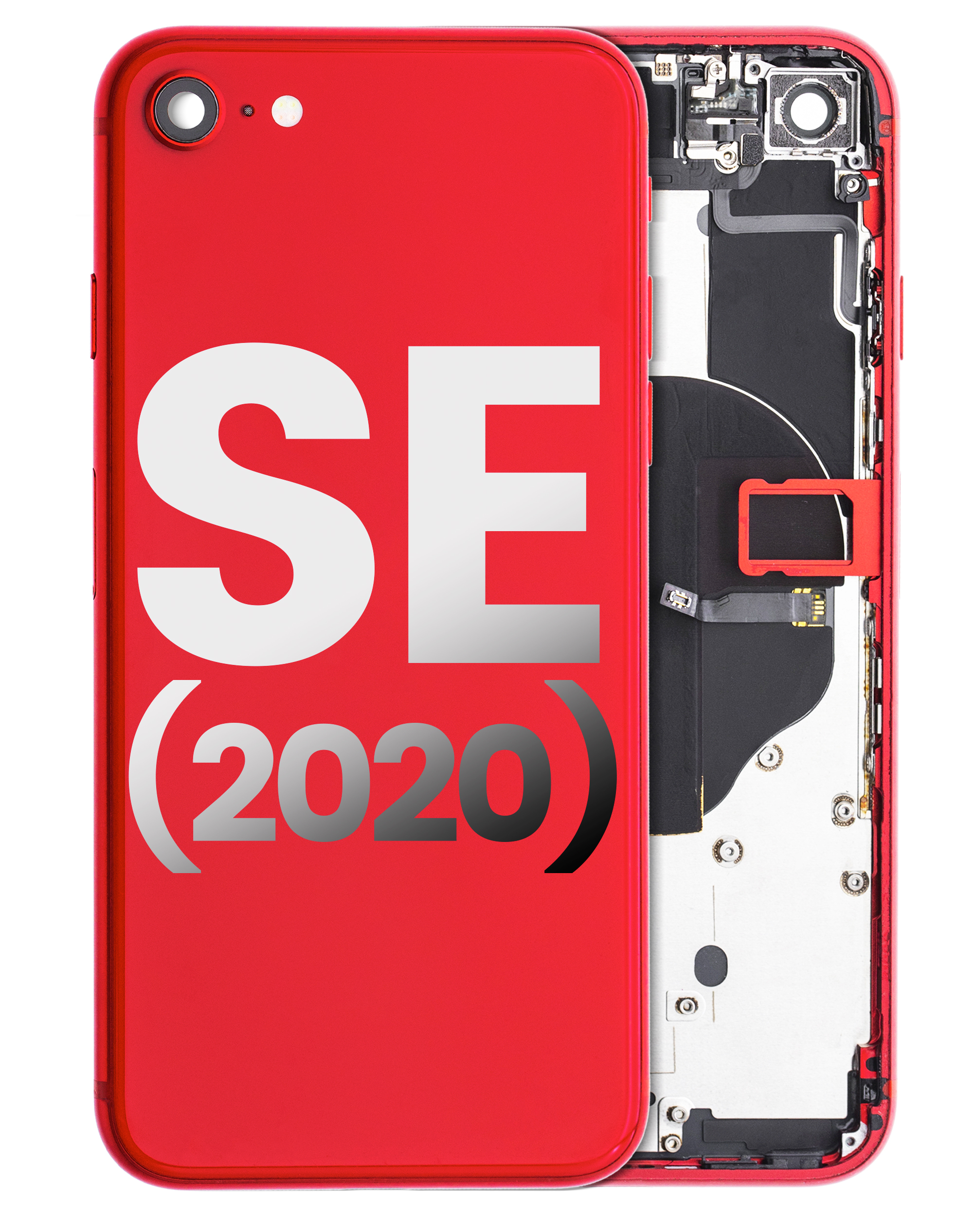 Rückgehäuse mit Ladebuchse Flex und Kleinteilen vormontiert für iPhone SE (2020) (ausgebautes Originalteil: Grade C) (Black (Schwarz)) – Bild 3