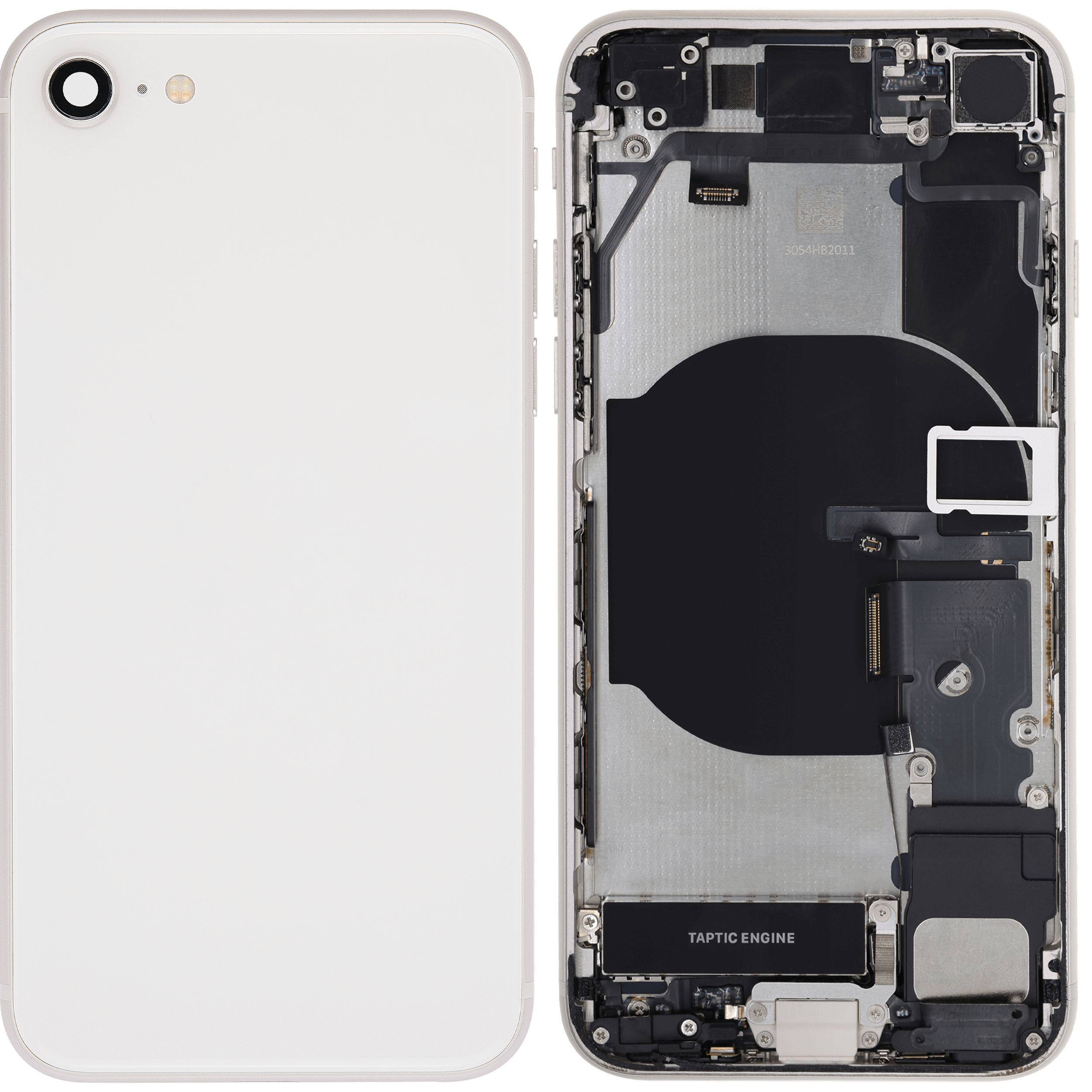 Rückgehäuse mit Ladebuchse Flex und Kleinteilen vormontiert für iPhone SE (2022) (ausgebautes Originalteil: Grade A) (Starlight) – Bild 2