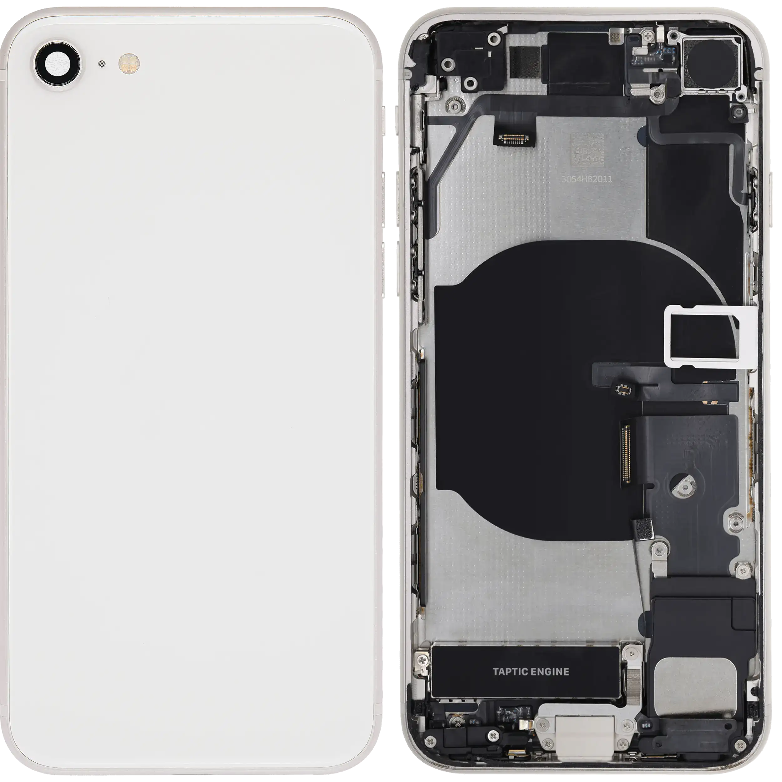 Rückgehäuse mit Ladebuchse Flex und Kleinteilen vormontiert für iPhone SE (2022) (ausgebautes Originalteil: Grade B) (Starlight) – Bild 2