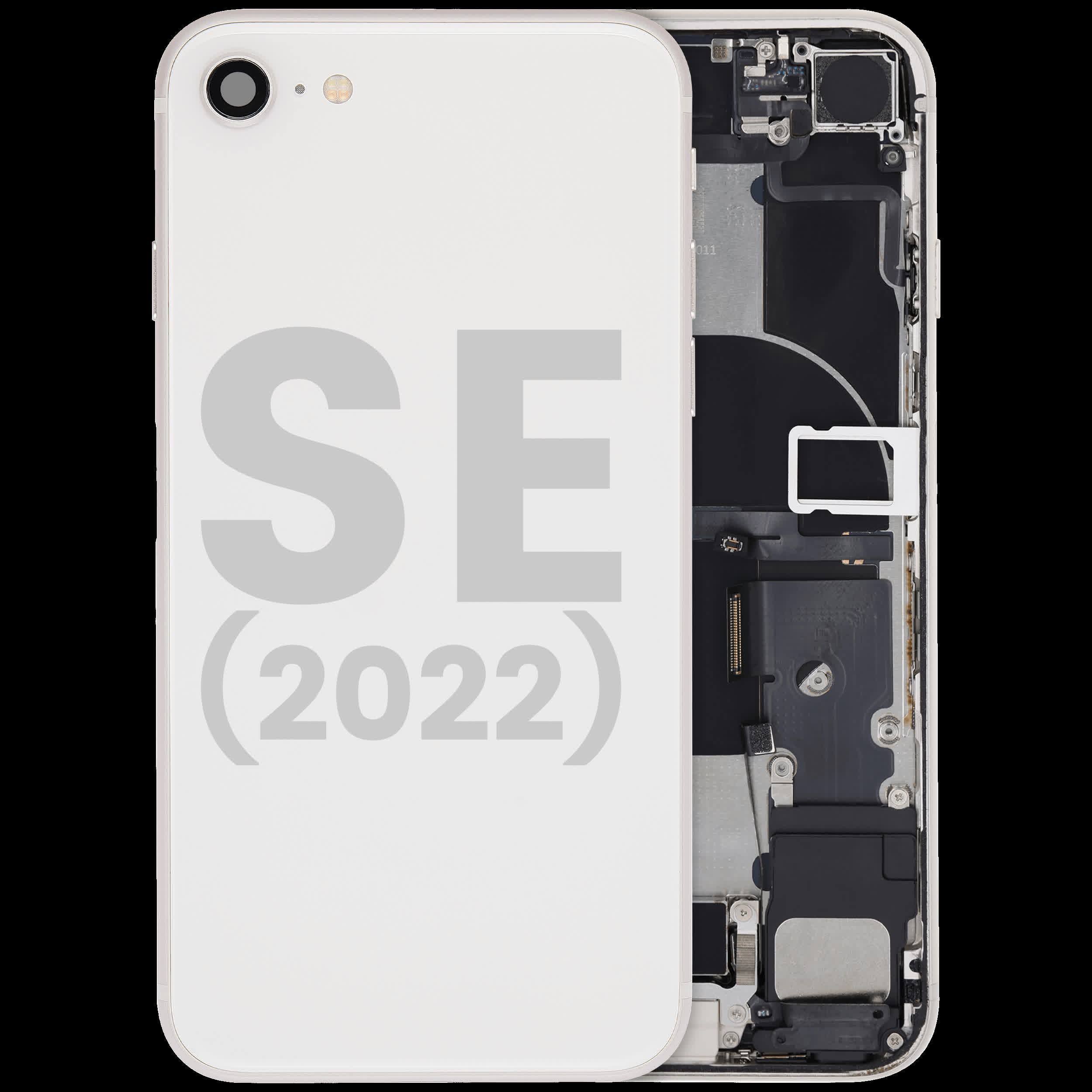 Rückgehäuse mit Ladebuchse Flex und Kleinteilen vormontiert für iPhone SE (2022) (ausgebautes Originalteil: Grade B) (Starlight)