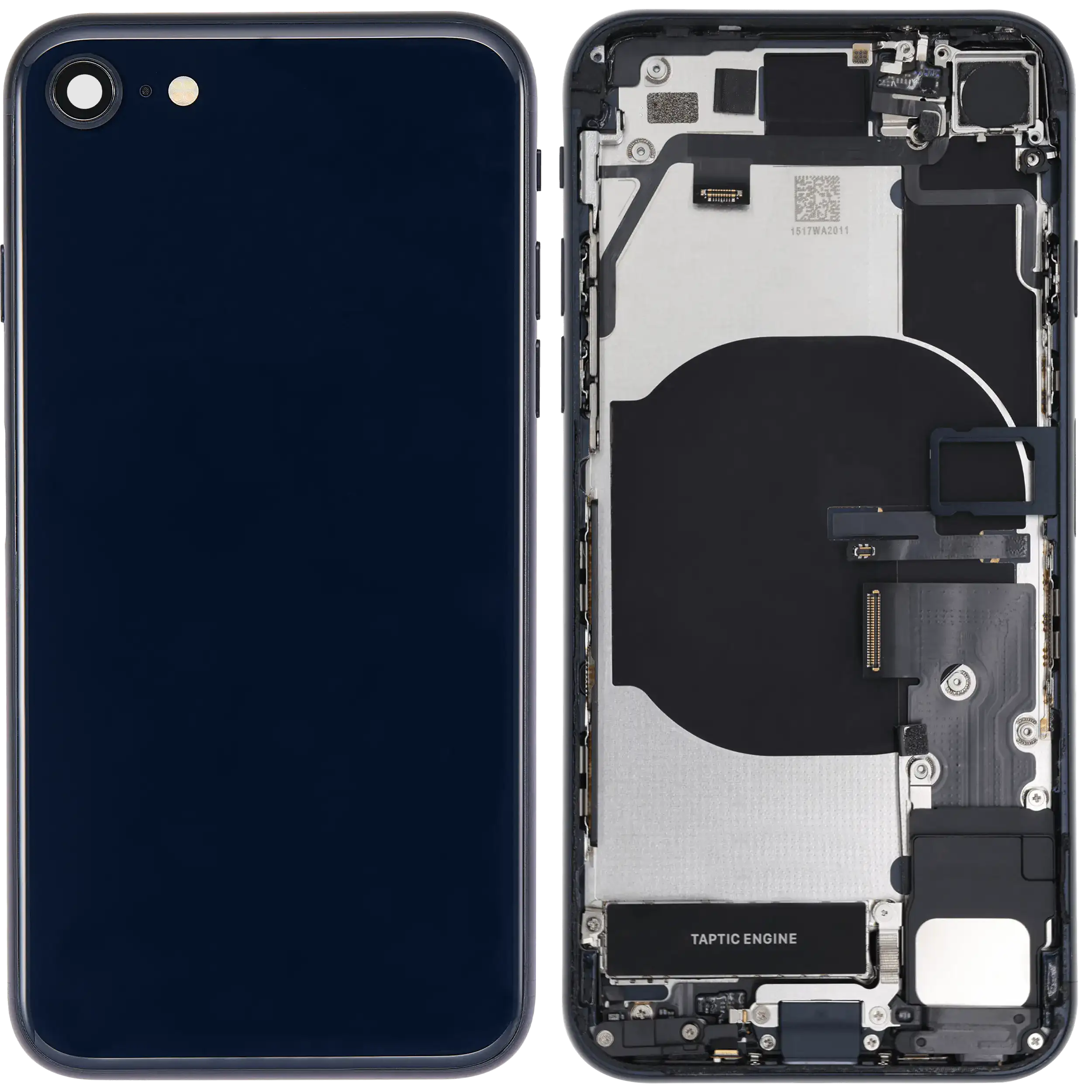 Rückgehäuse mit Ladebuchse Flex und Kleinteilen vormontiert für iPhone SE (2022) (ausgebautes Originalteil: Grade C) (Midnight) – Bild 2