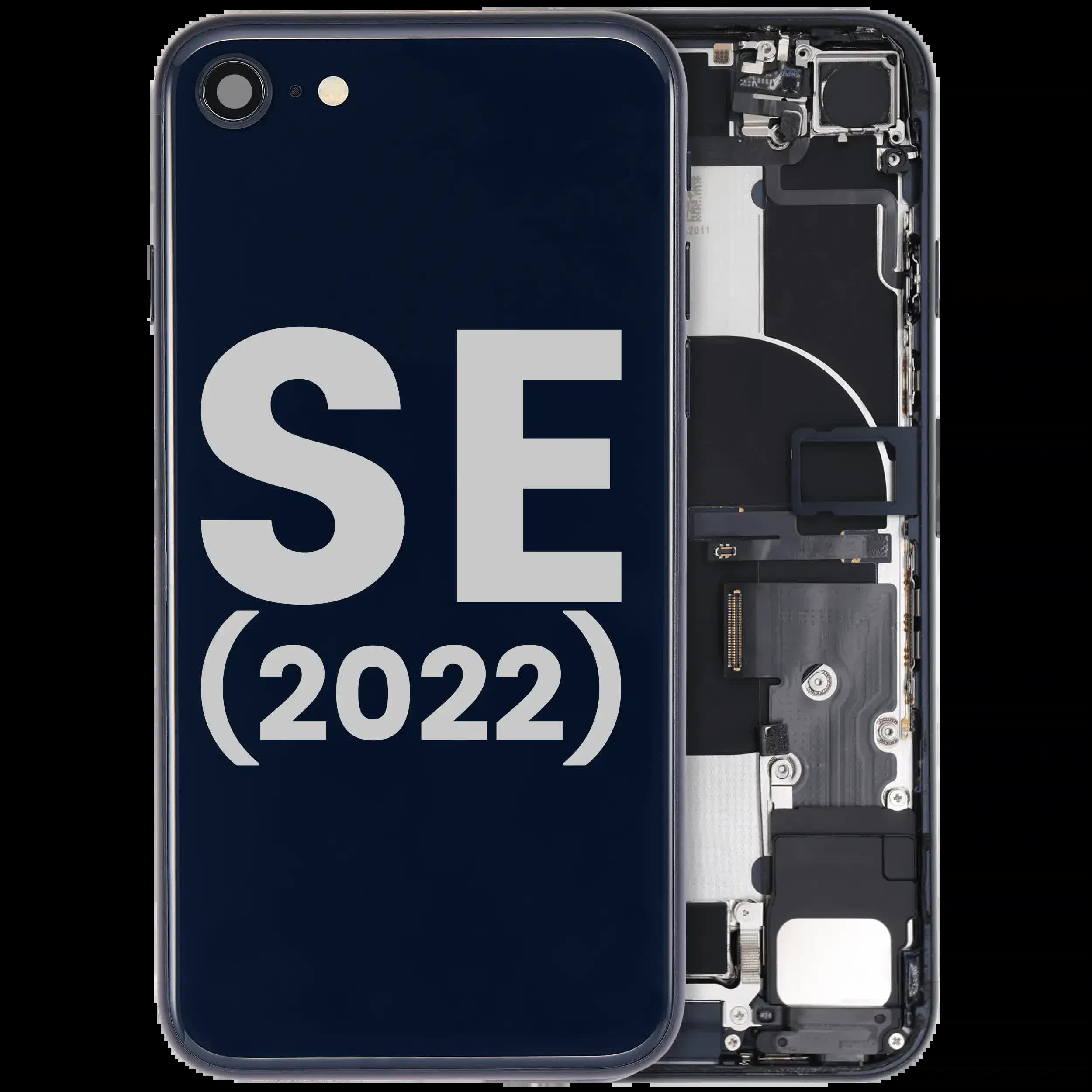 Rückgehäuse mit Ladebuchse Flex und Kleinteilen vormontiert für iPhone SE (2022) (ausgebautes Originalteil: Grade C) (Midnight)
