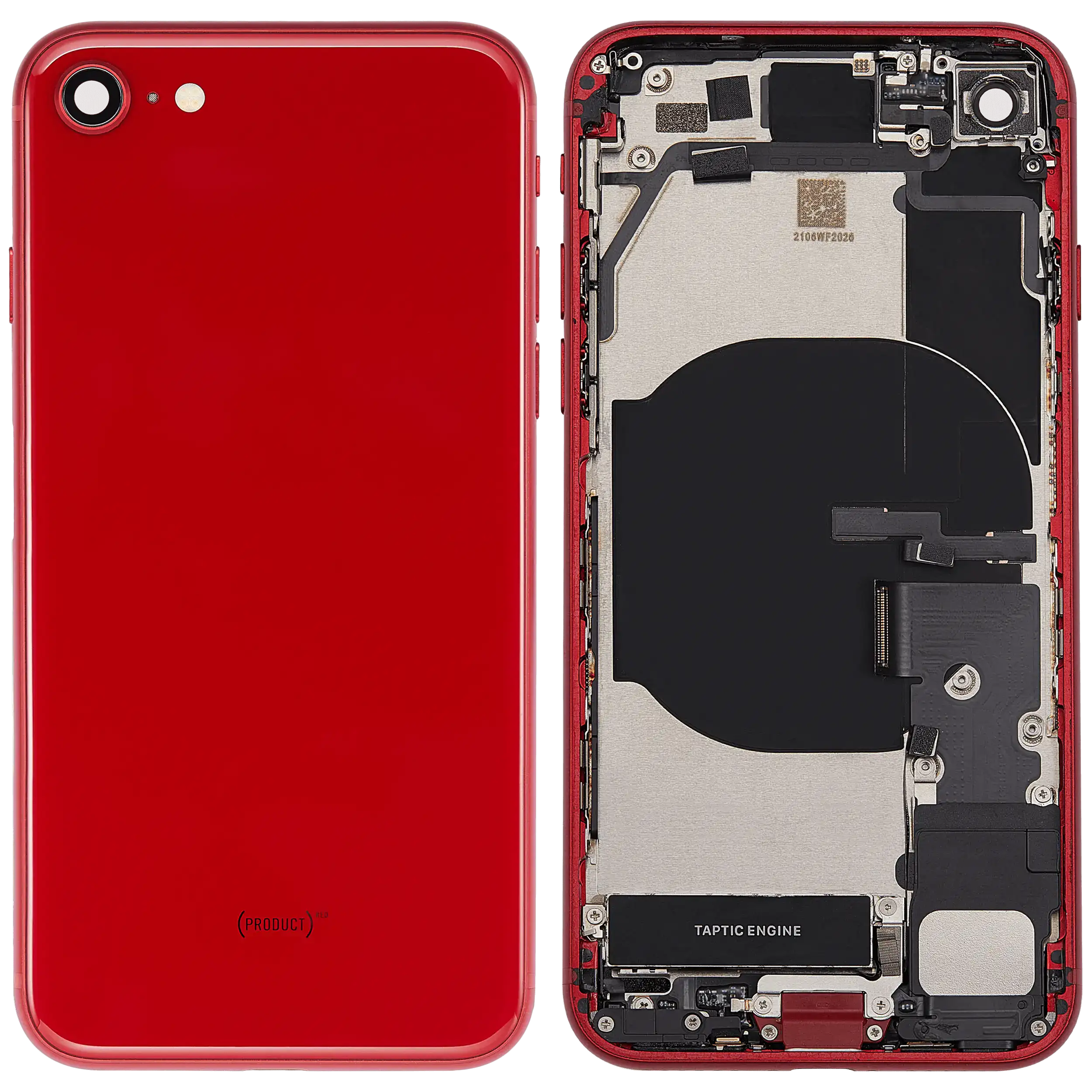 Rückgehäuse mit Ladebuchse Flex und Kleinteilen vormontiert für iPhone SE (2022) (ausgebautes Originalteil: Grade C) (Red (Rot)) – Bild 2