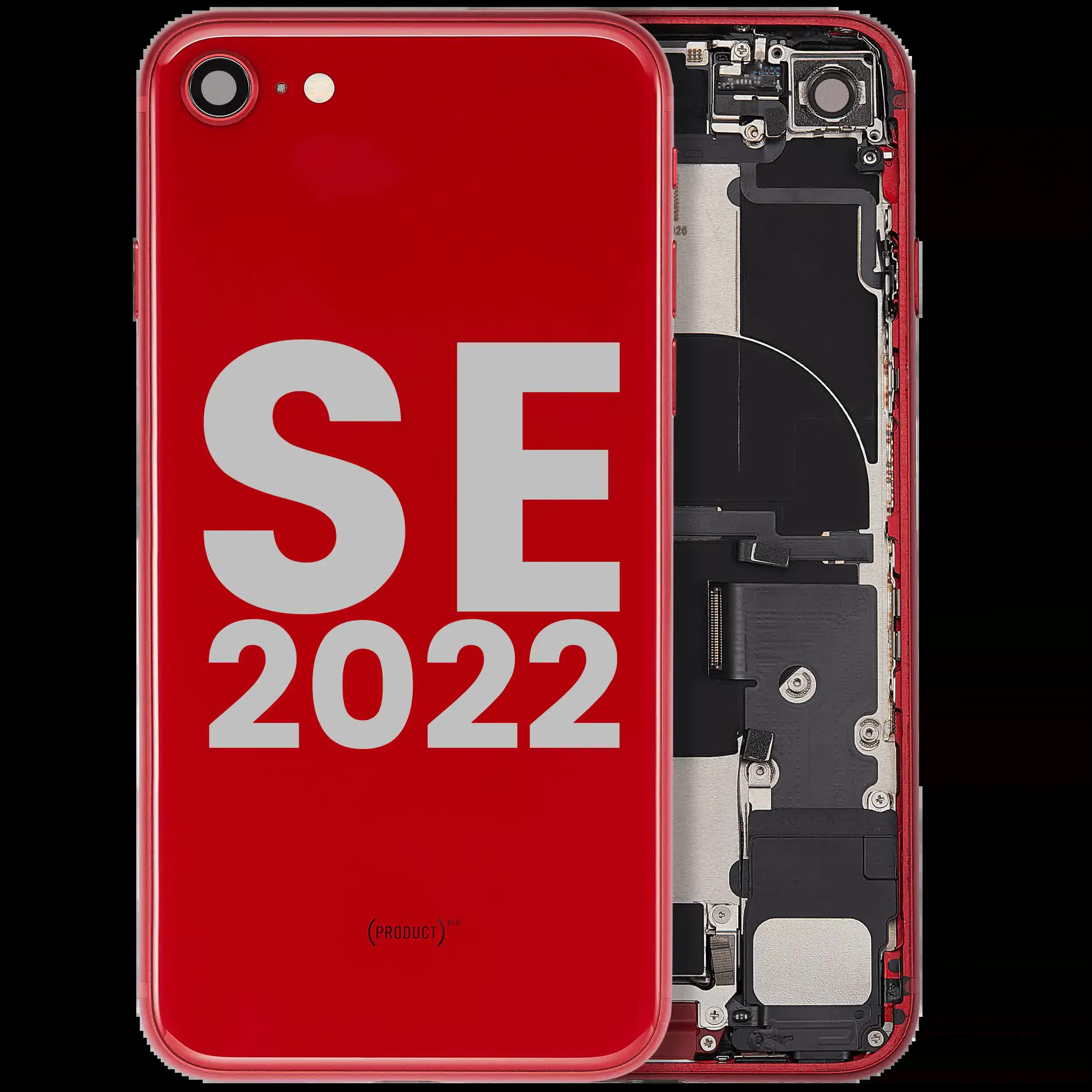 Rückgehäuse mit Ladebuchse Flex und Kleinteilen vormontiert für iPhone SE (2022) (ausgebautes Originalteil: Grade C) (Red (Rot))