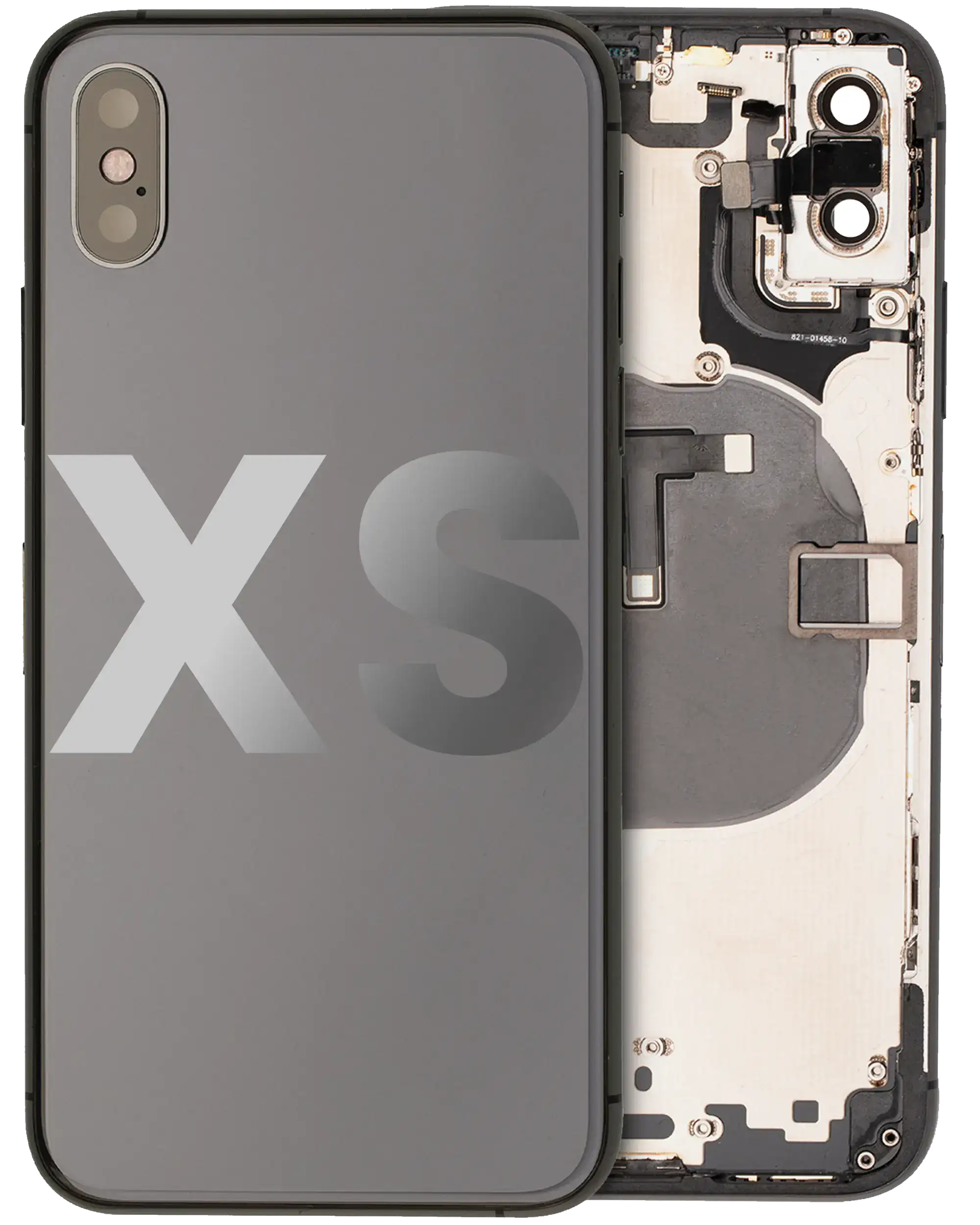 Rückgehäuse mit Ladebuchse Flex und Kleinteilen vormontiert für iPhone XS (ausgebautes Originalteil: Grade C) (Space Gray) – Bild 2