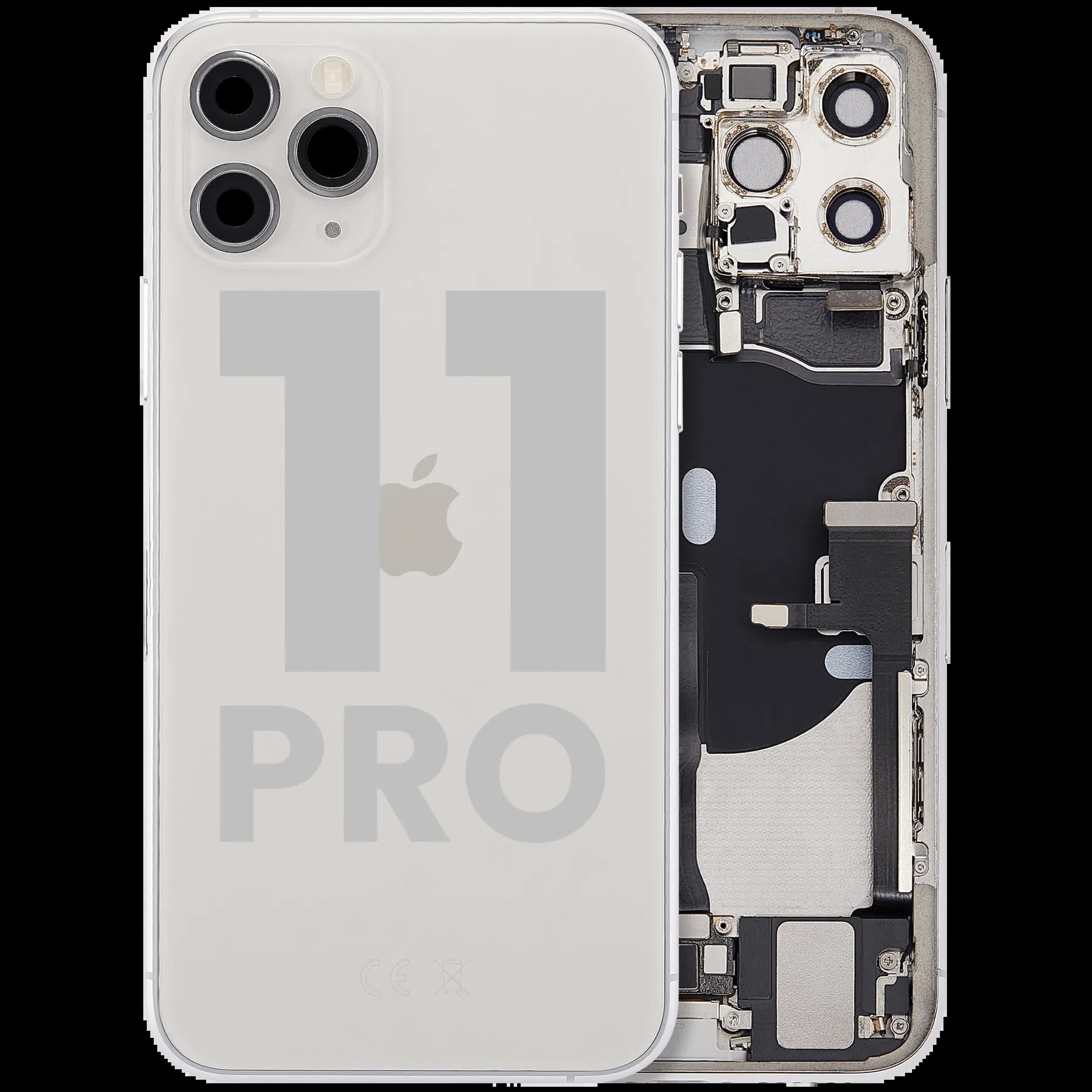 Rückgehäuse mit Ladebuchsen-Flex und Kleinteilen für iPhone 11 Pro (ausgebautes Originalteil: Grade A) (Silver (Silber))
