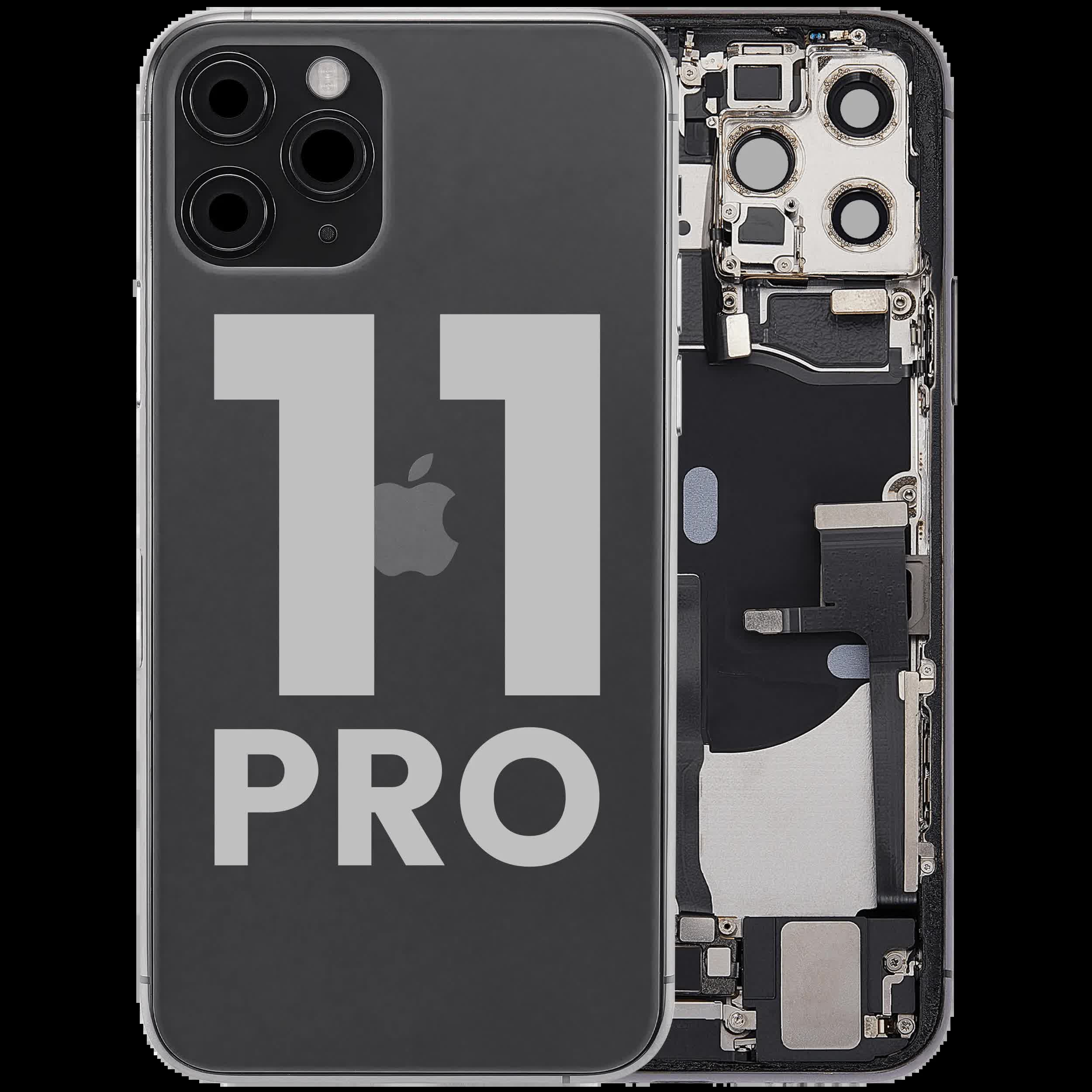 Rückgehäuse mit Ladebuchsen-Flex und Kleinteilen für iPhone 11 Pro (ausgebautes Originalteil: Grade B) (Matte Space Gray)