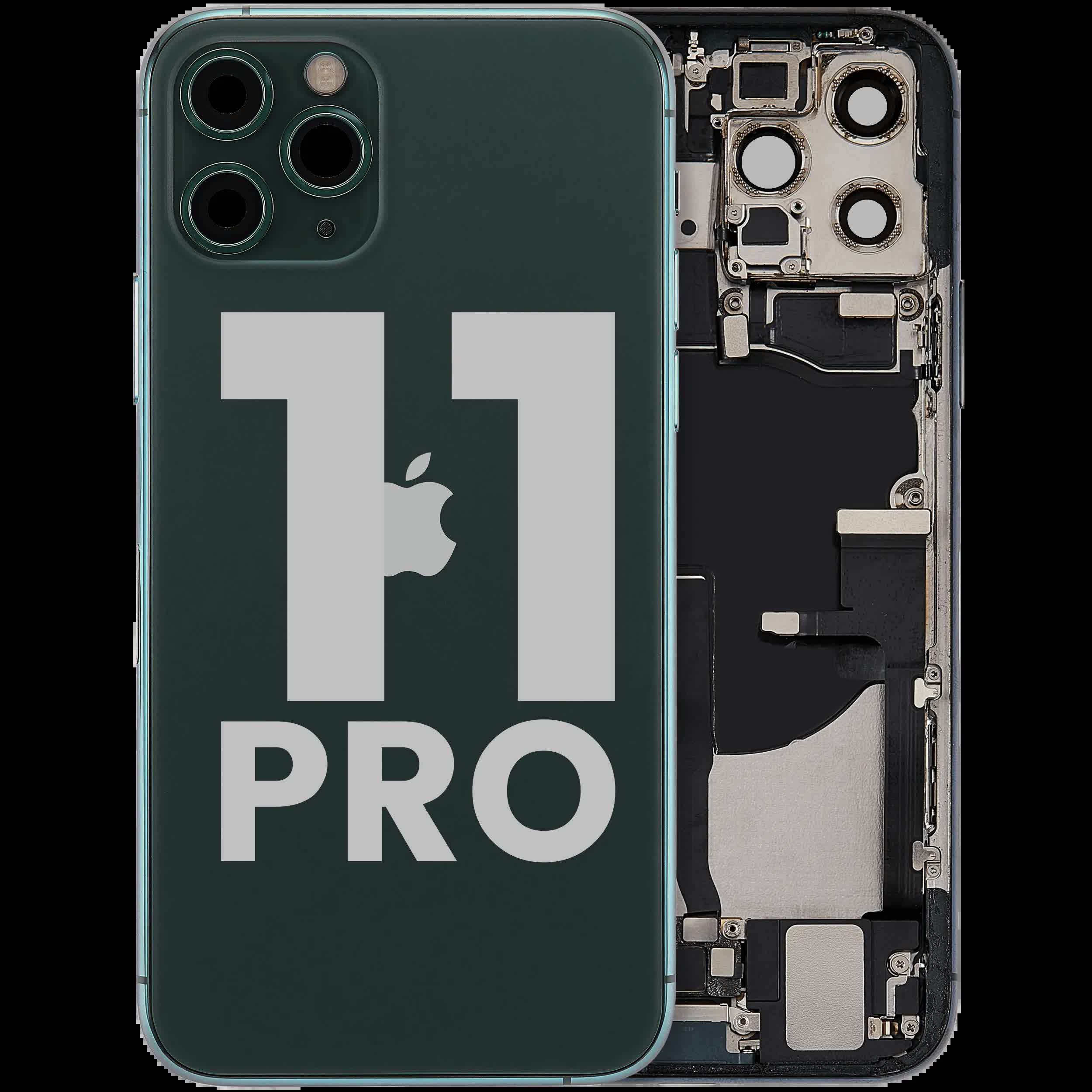 Rückgehäuse mit Ladebuchsen-Flex und Kleinteilen für iPhone 11 Pro (ausgebautes Originalteil: Grade B) (Midnight Green)