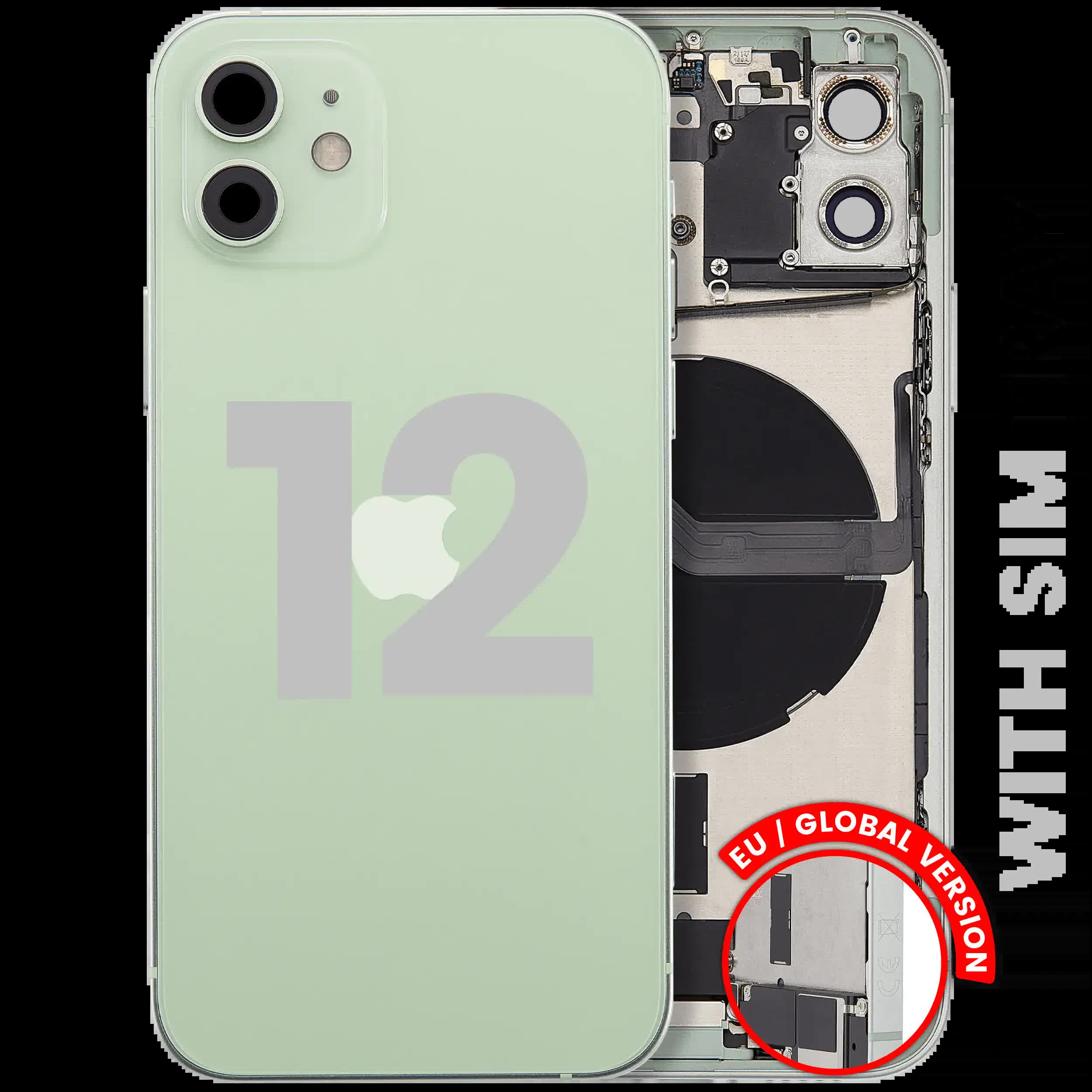 Rückgehäuse mit Ladebuchsen-Flex und Kleinteilen für iPhone 12 (EU / globale Version) (ausgebautes Originalteil: Grade B) (Green (Grün))