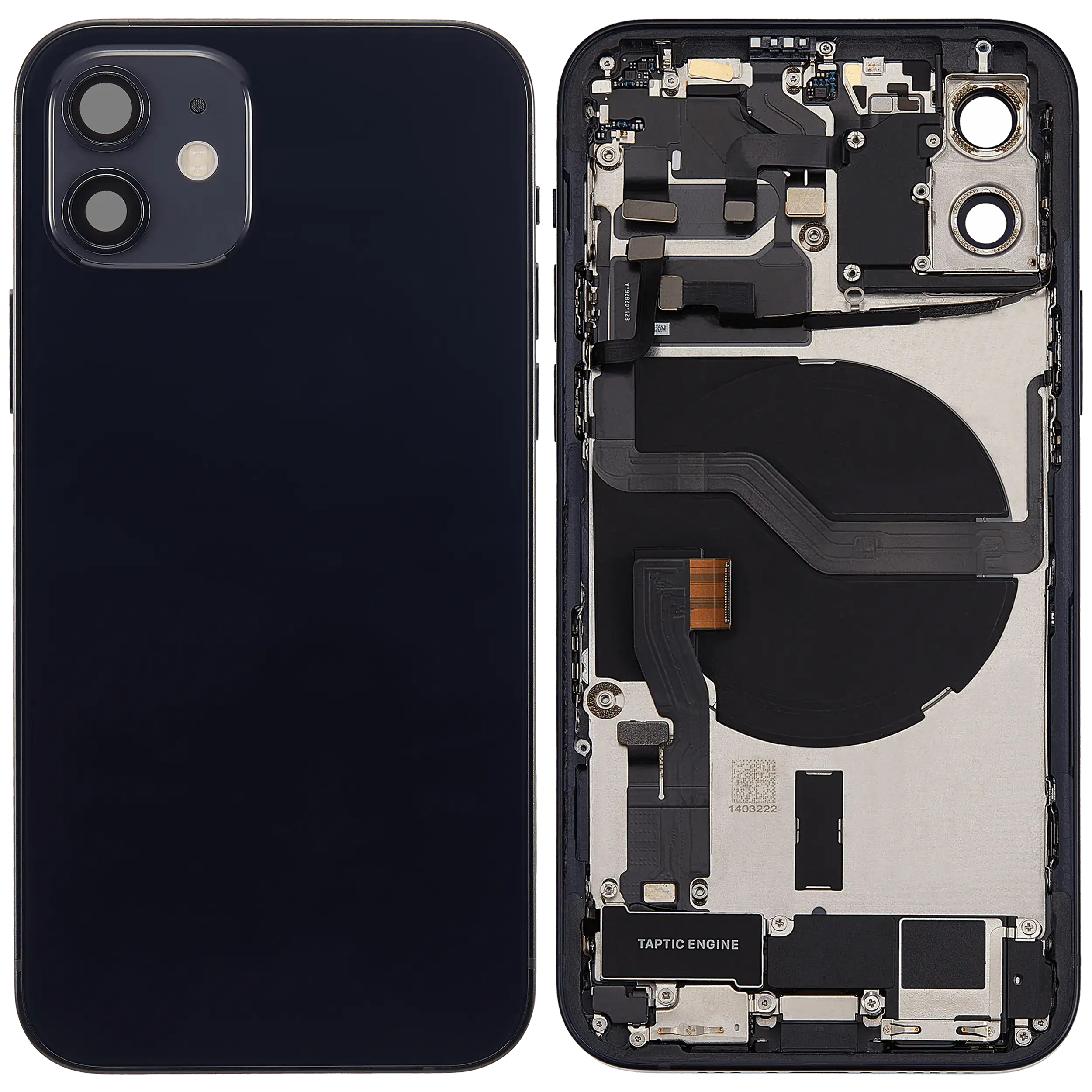 Rückgehäuse mit Ladebuchsen-Flex und Kleinteilen für iPhone 12 (US-Version) (ausgebautes Originalteil: Grade A) (Black (Schwarz)) – Bild 2