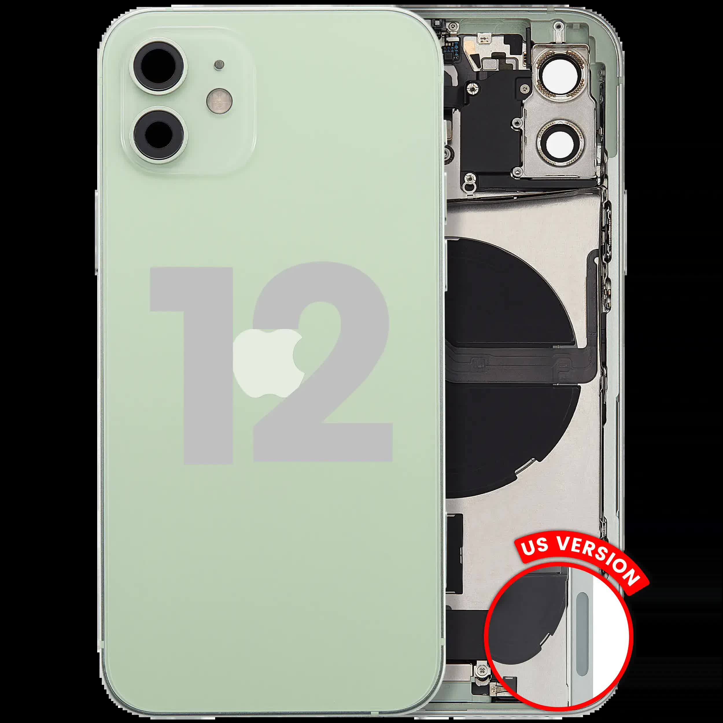 Rückgehäuse mit Ladebuchsen-Flex und Kleinteilen für iPhone 12 (US-Version) (ausgebautes Originalteil: Grade B) (Green (Grün))