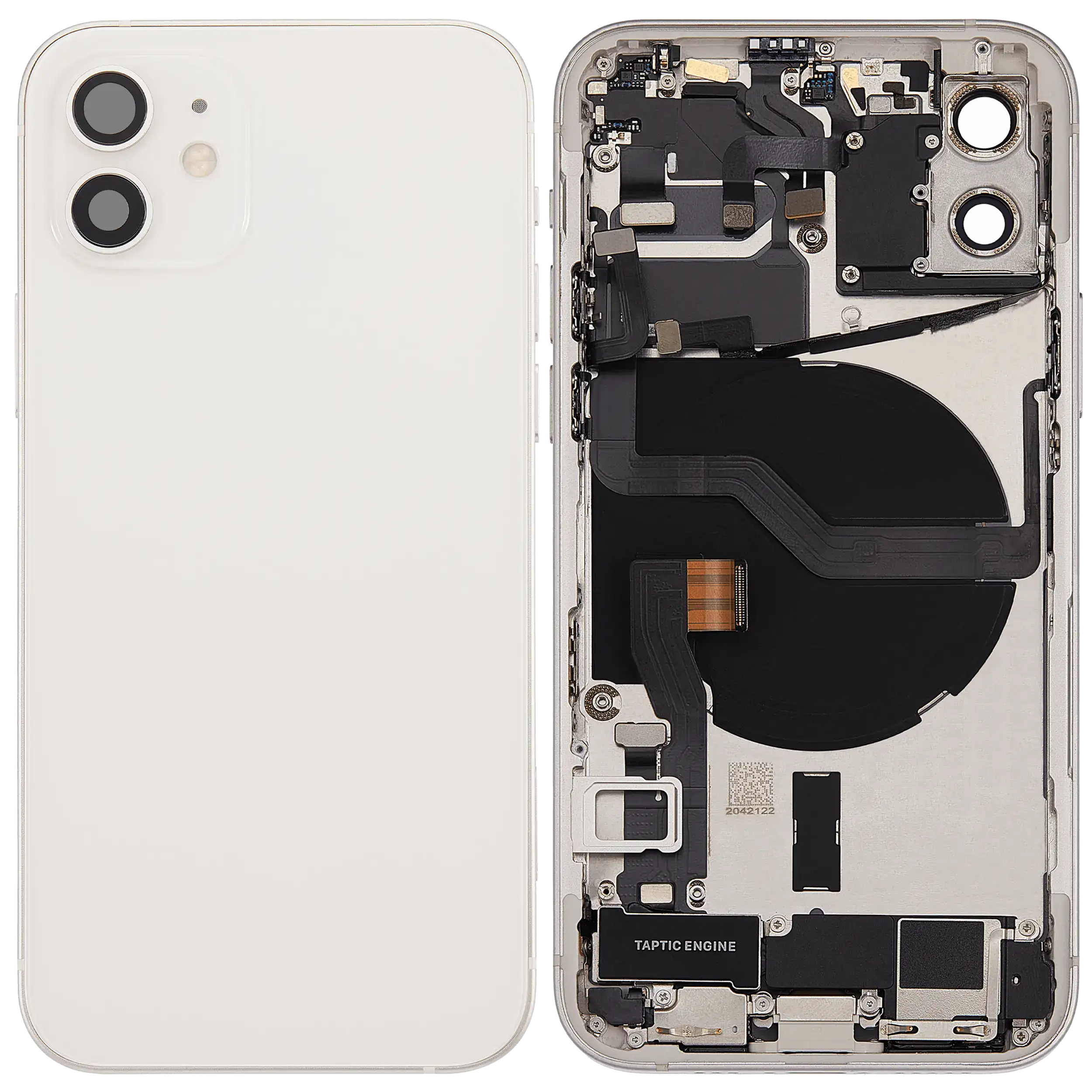 Rückgehäuse mit Ladebuchsen-Flex und Kleinteilen für iPhone 12 (US-Version) (ausgebautes Originalteil: Grade B) (White (Weiß)) – Bild 2
