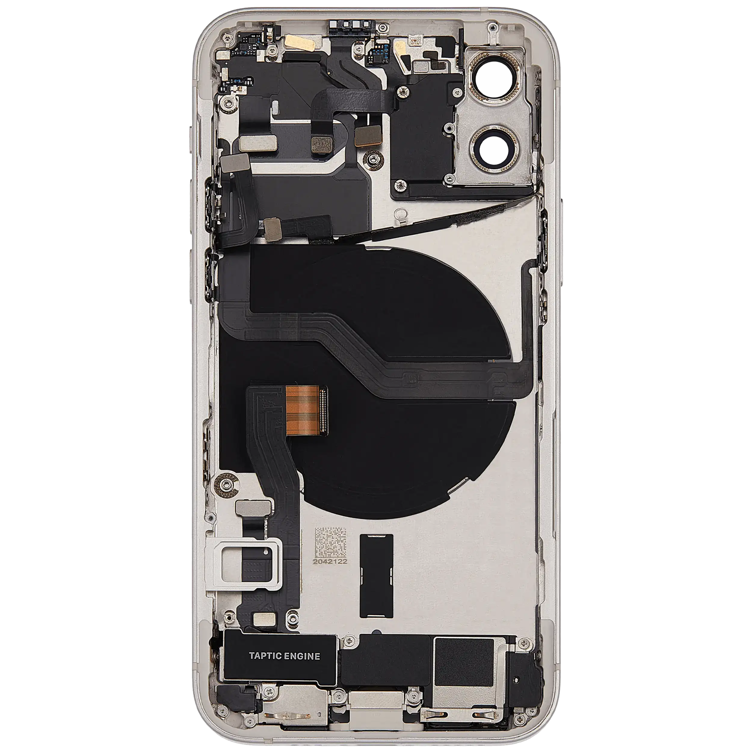 Rückgehäuse mit Ladebuchsen-Flex und Kleinteilen für iPhone 12 (US-Version) (ausgebautes Originalteil: Grade B) (White (Weiß)) – Bild 4