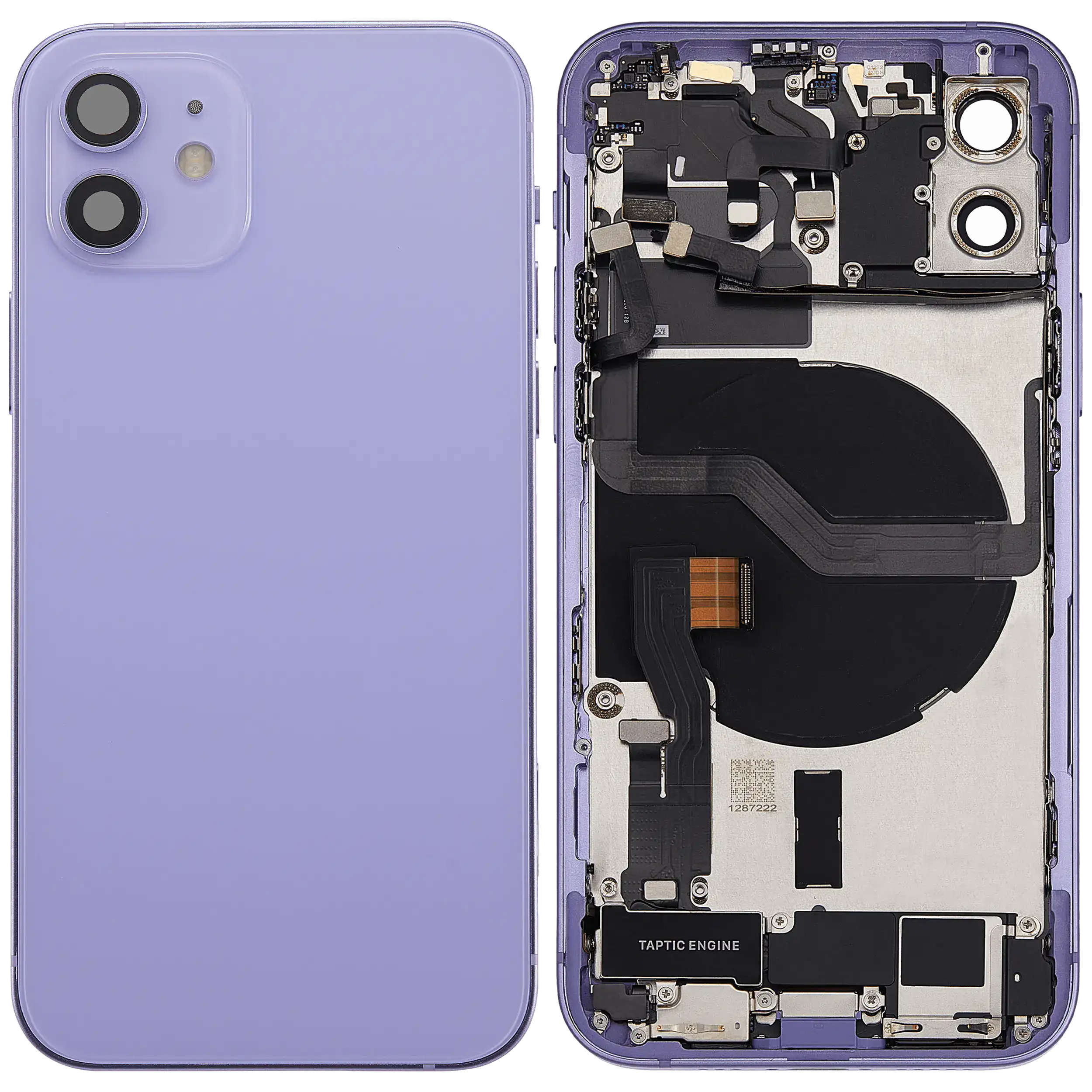 Rückgehäuse mit Ladebuchsen-Flex und Kleinteilen für iPhone 12 (US-Version) (ausgebautes Originalteil: Grade C) (Purple (Violett)) – Bild 2