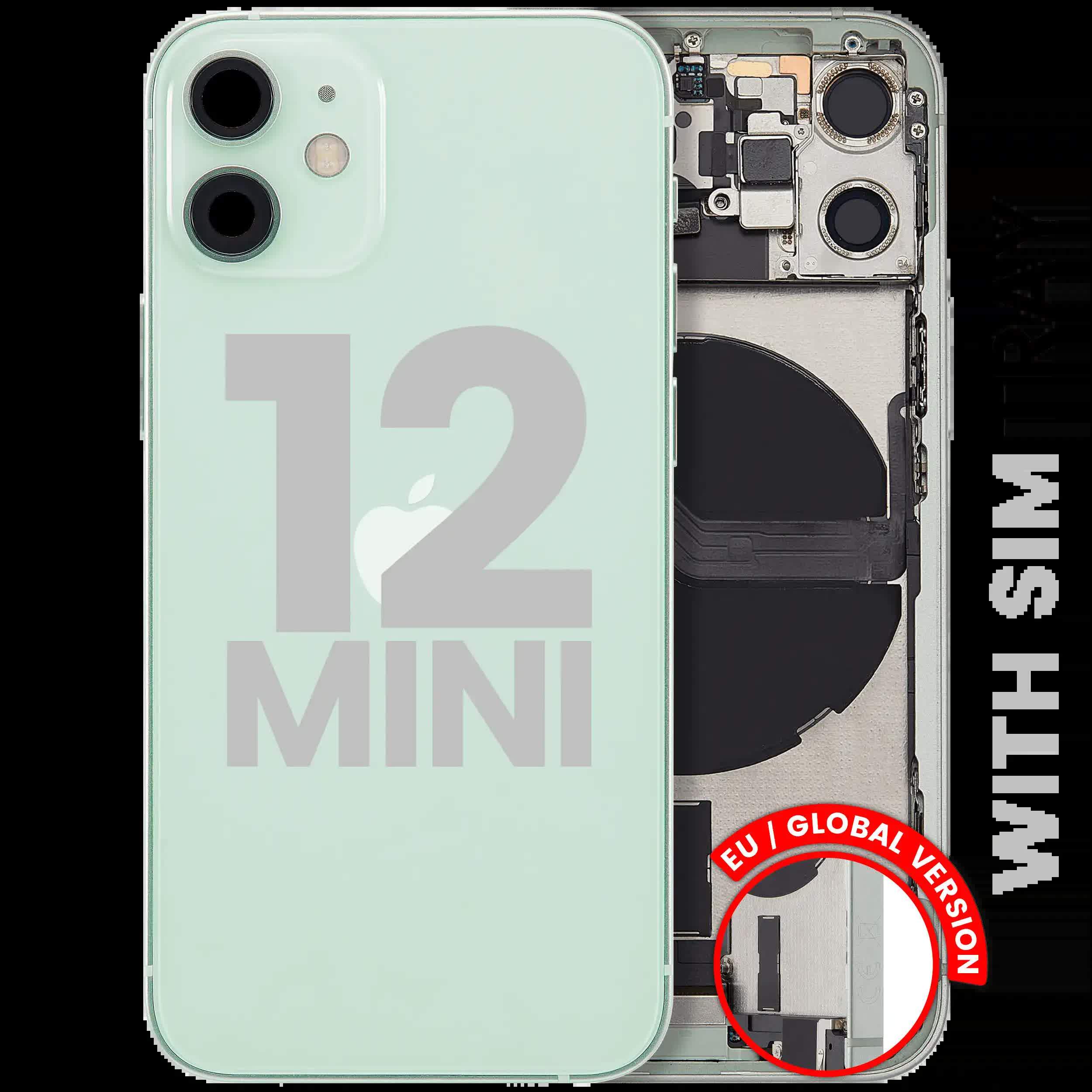 Rückgehäuse mit Ladebuchsen-Flex und Kleinteilen für iPhone 12 Mini (EU / globale Version) (ausgebautes Originalteil: Grade B) (Green (Grün))