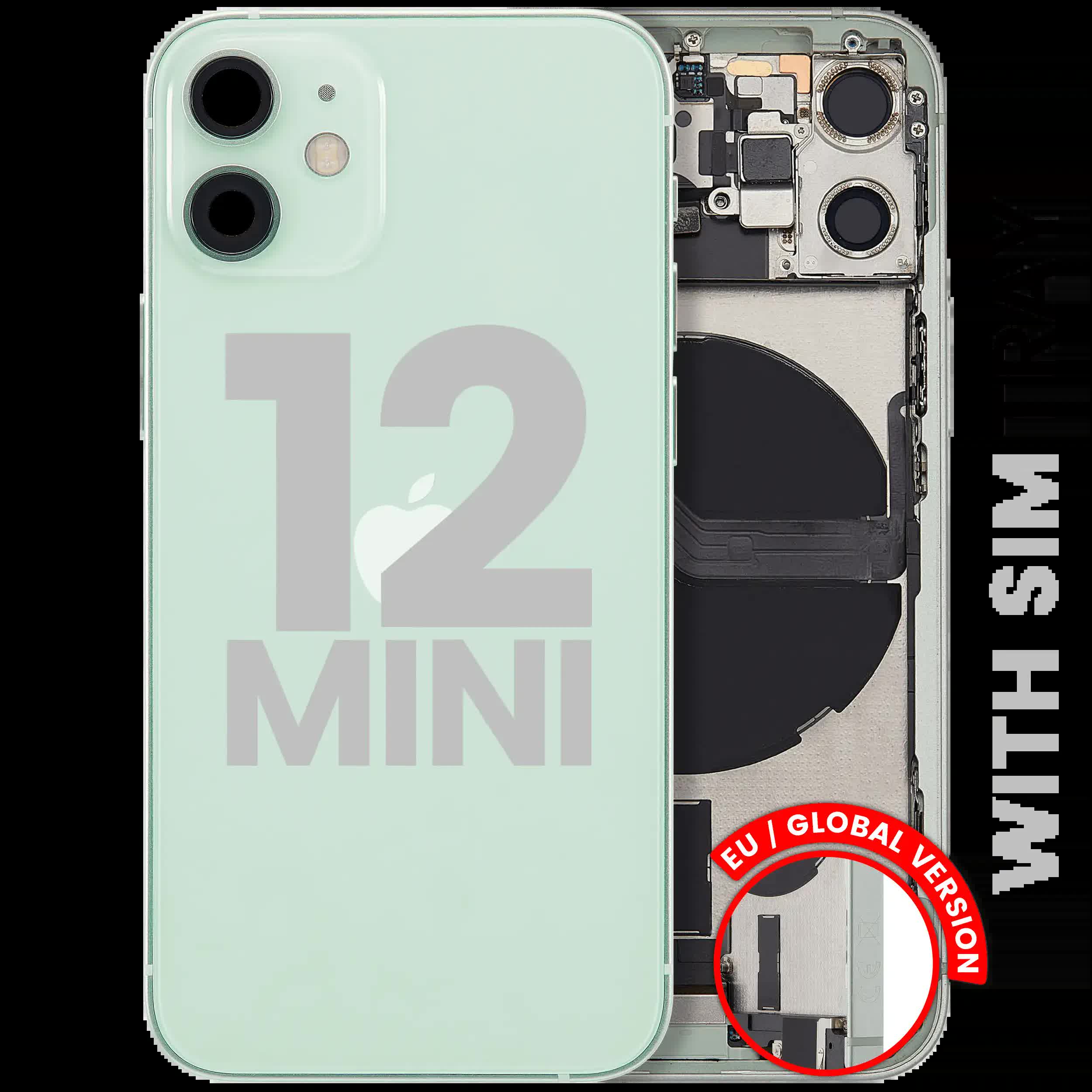 Rückgehäuse mit Ladebuchsen-Flex und Kleinteilen für iPhone 12 Mini (EU / globale Version) (ausgebautes Originalteil: Grade C) (Green (Grün))