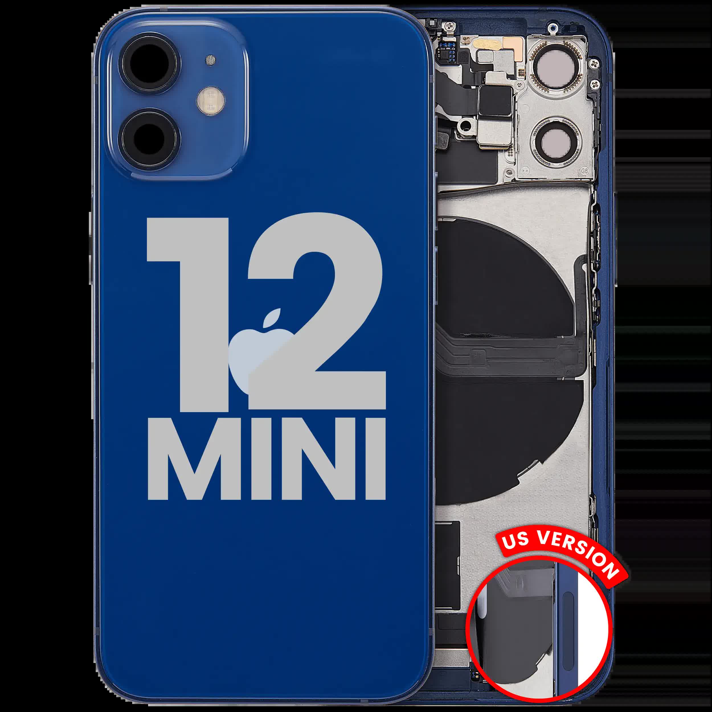 Rückgehäuse mit Ladebuchsen-Flex und Kleinteilen für iPhone 12 Mini (US-Version) (ausgebautes Originalteil: Grade A) (Blue (Blau))