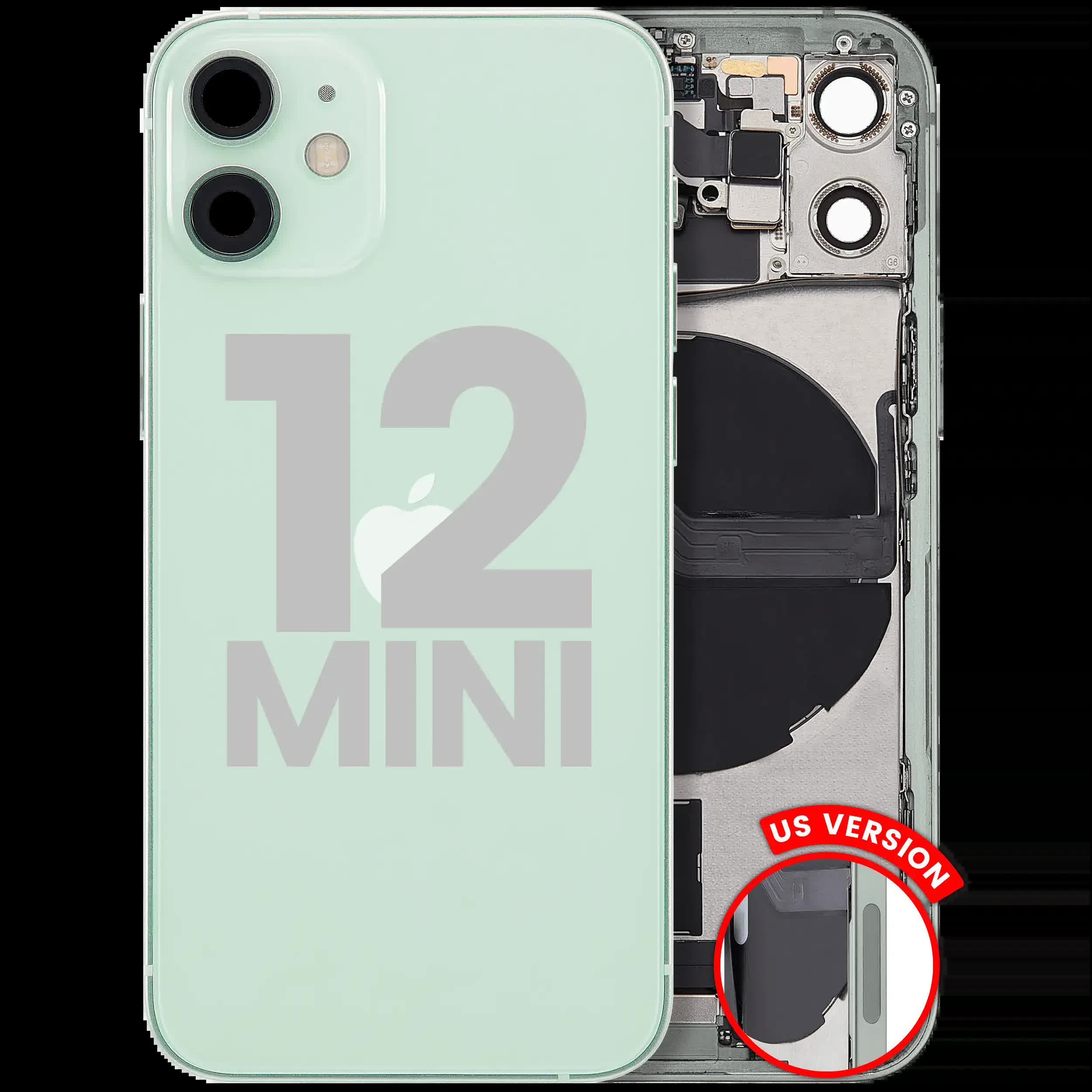 Rückgehäuse mit Ladebuchsen-Flex und Kleinteilen für iPhone 12 Mini (US-Version) (ausgebautes Originalteil: Grade A) (Green (Grün))