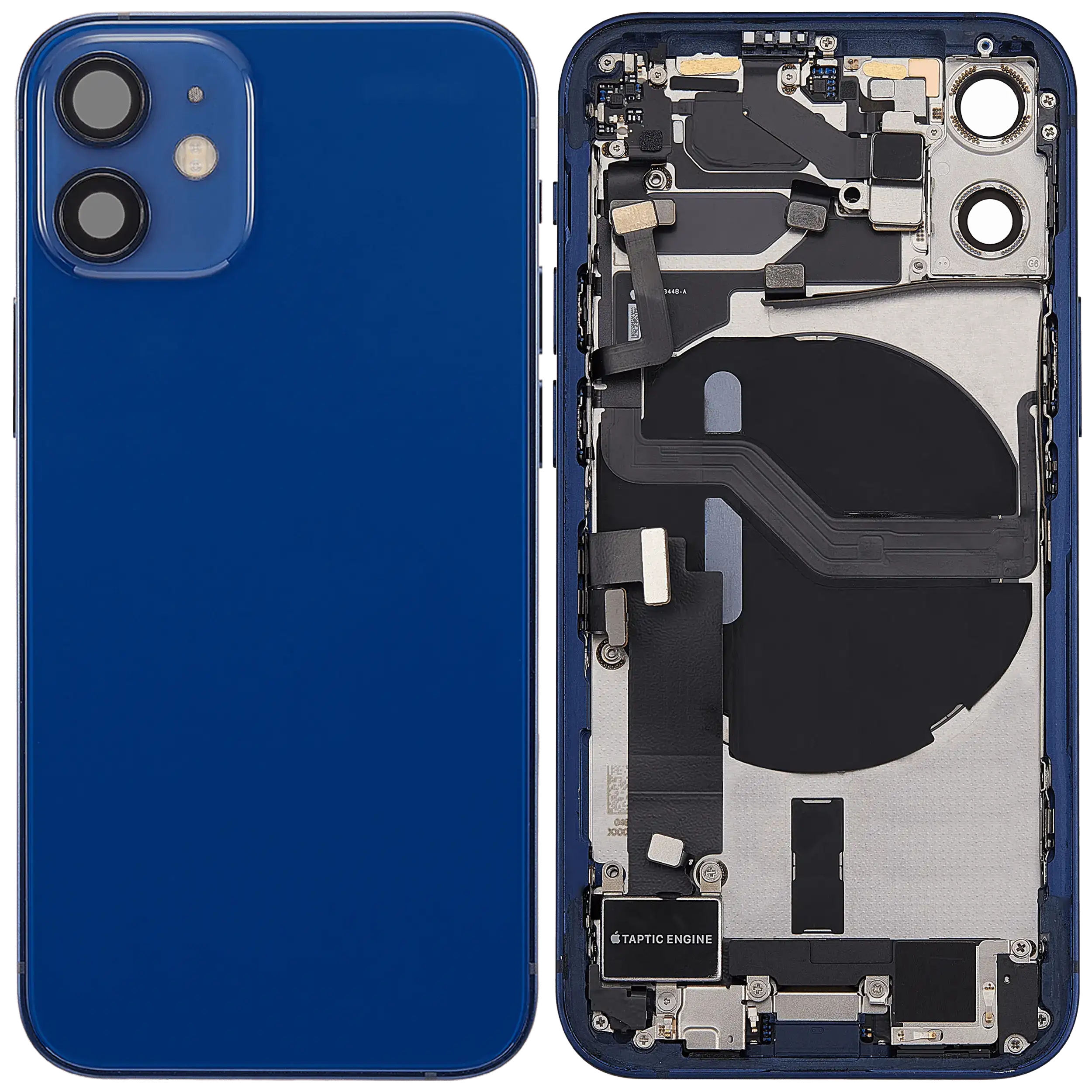 Rückgehäuse mit Ladebuchsen-Flex und Kleinteilen für iPhone 12 Mini (US-Version) (ausgebautes Originalteil: Grade B) (Blue (Blau)) – Bild 2