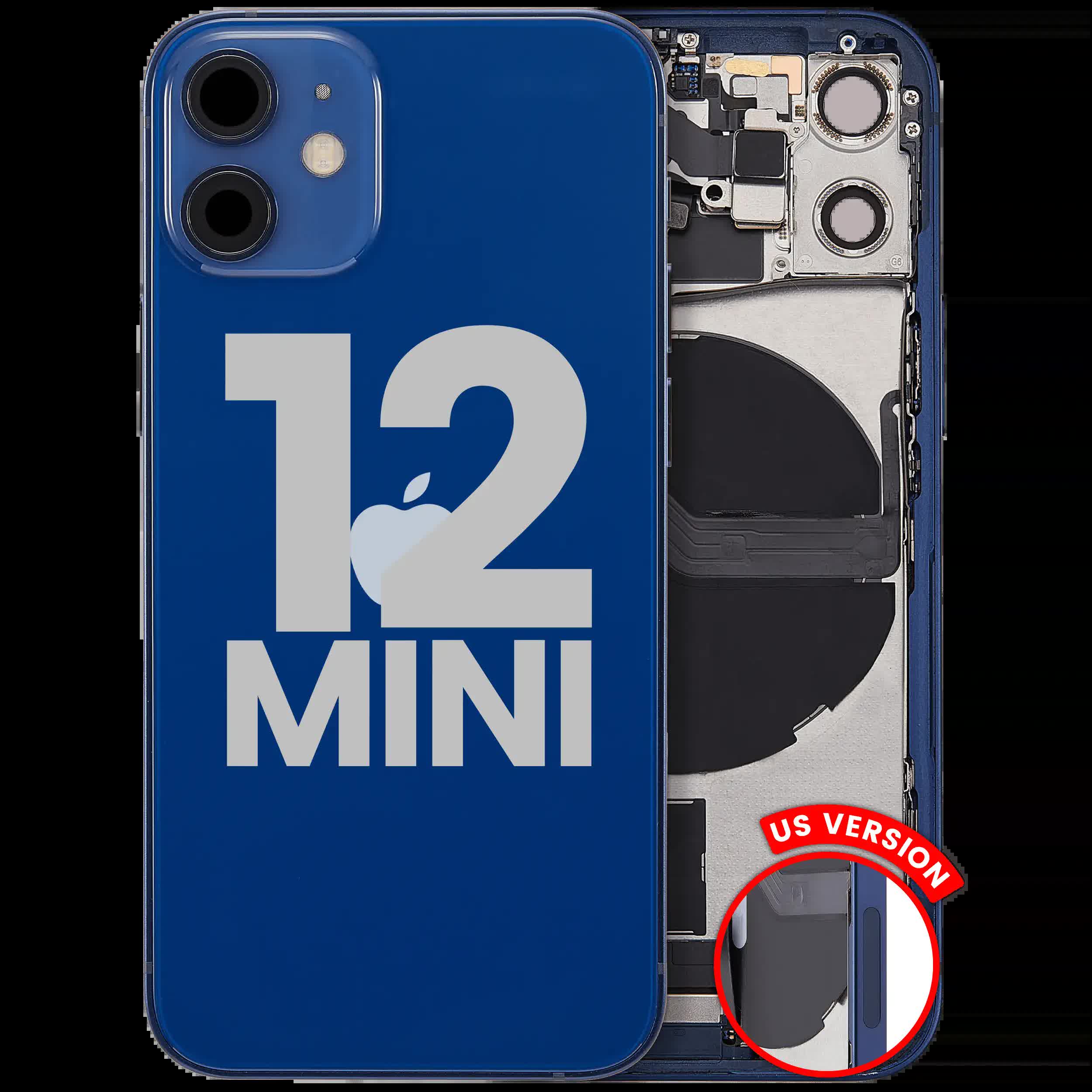 Rückgehäuse mit Ladebuchsen-Flex und Kleinteilen für iPhone 12 Mini (US-Version) (ausgebautes Originalteil: Grade B) (Blue (Blau))