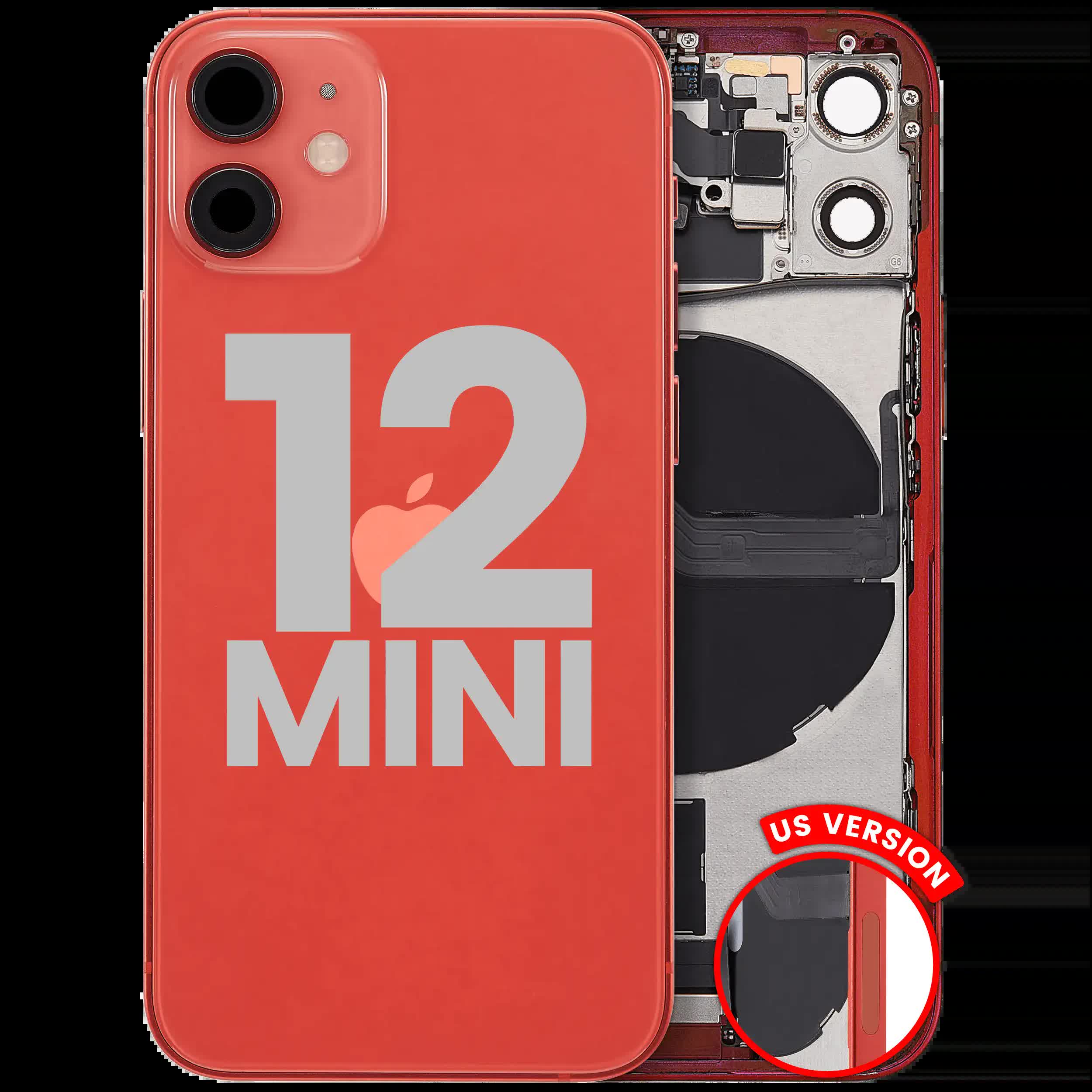 Rückgehäuse mit Ladebuchsen-Flex und Kleinteilen für iPhone 12 Mini (US-Version) (ausgebautes Originalteil: Grade B) (Red (Rot))