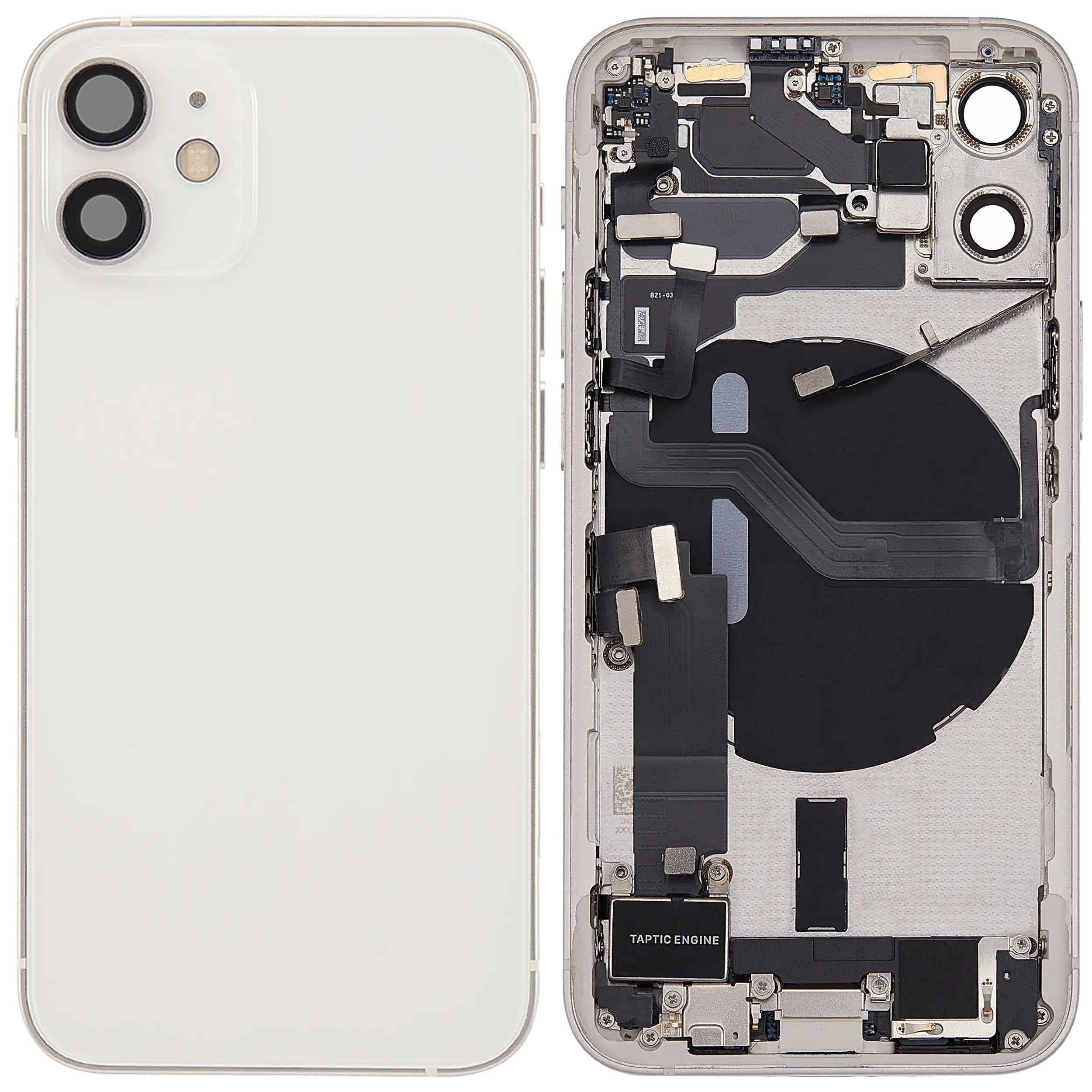 Rückgehäuse mit Ladebuchsen-Flex und Kleinteilen für iPhone 12 Mini (US-Version) (ausgebautes Originalteil: Grade B) (White (Weiß)) – Bild 2